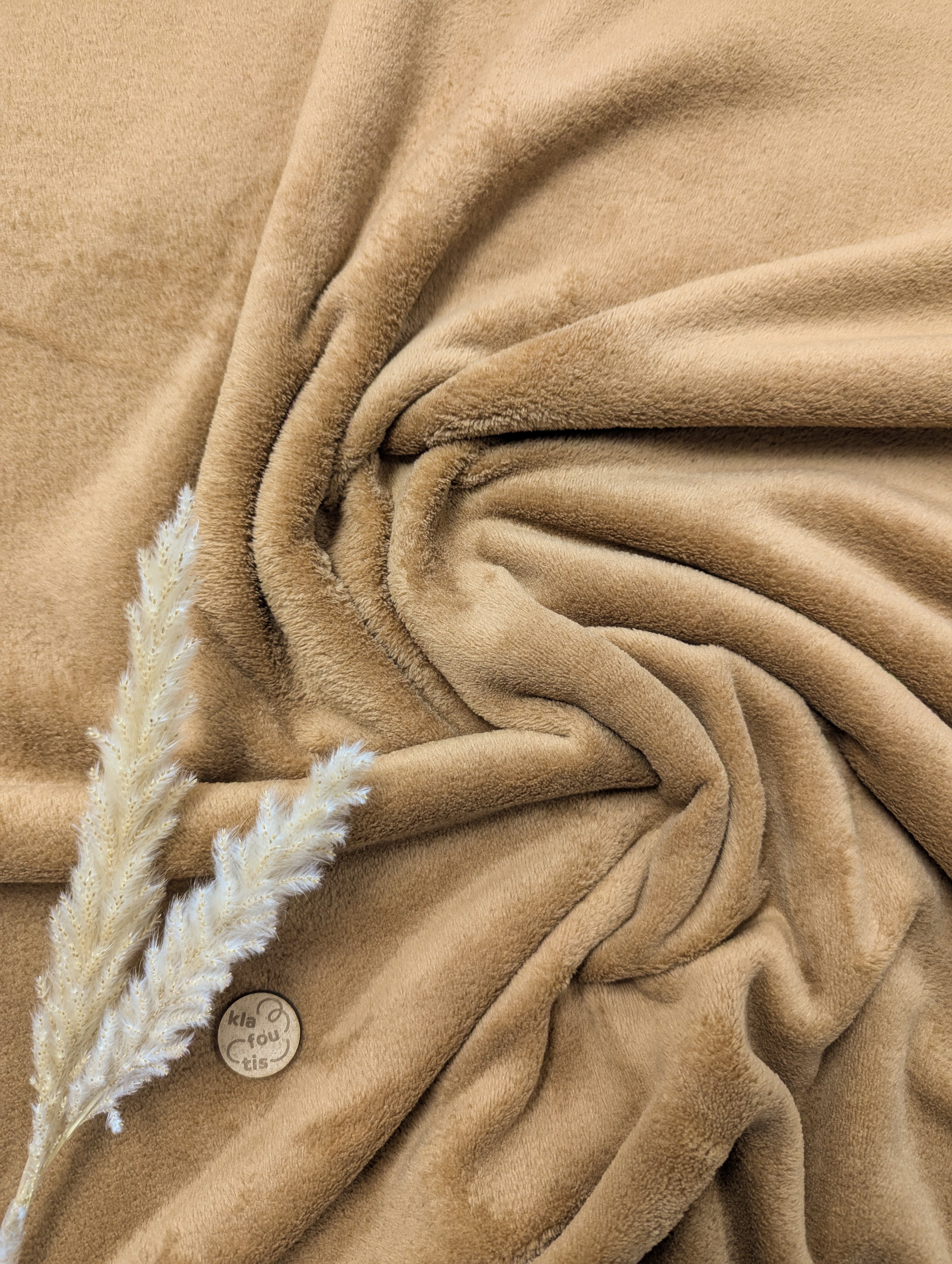 Tissu doudou double face - camel foncé