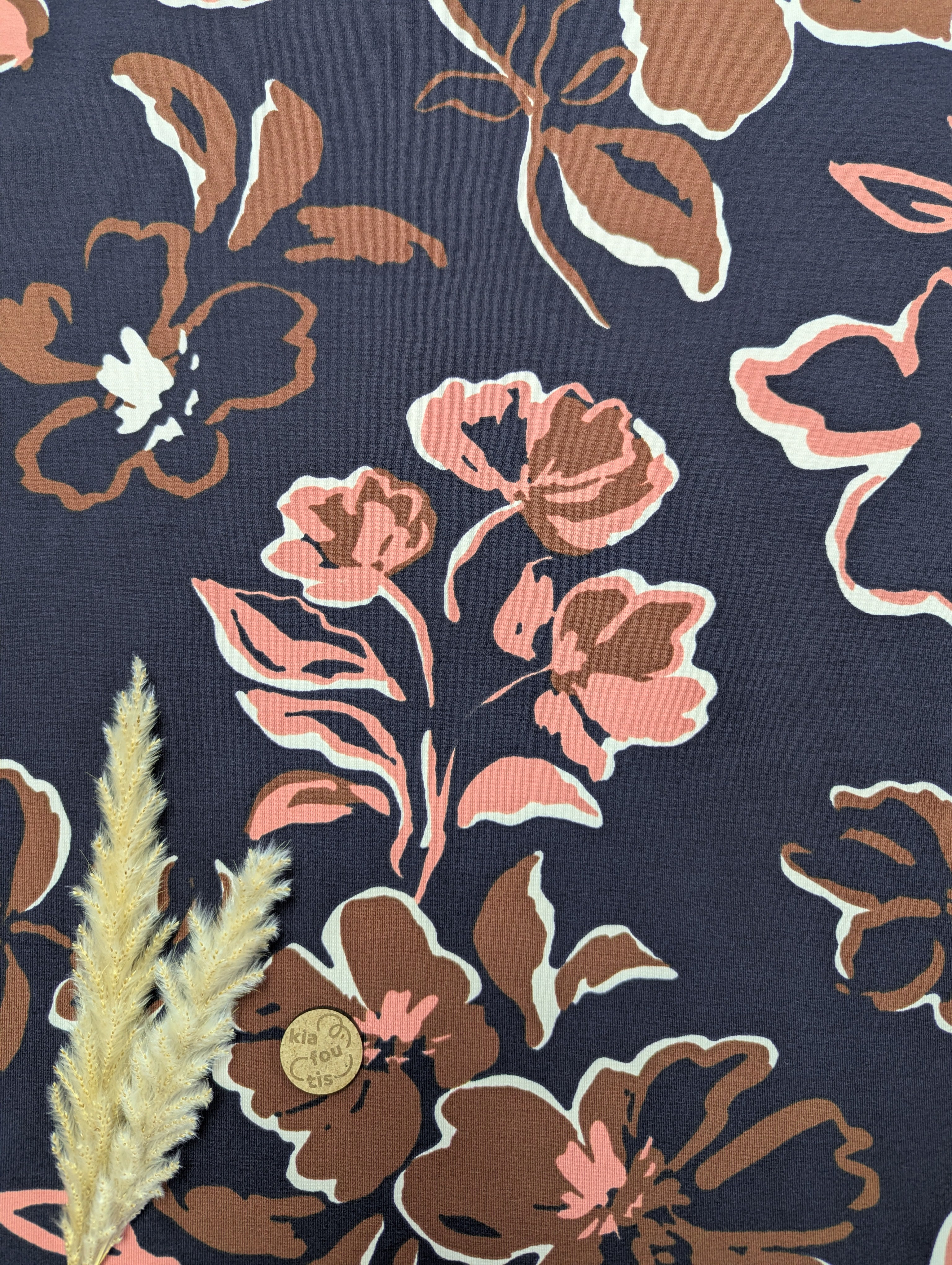 Jersey de coton noir - douces fleurs