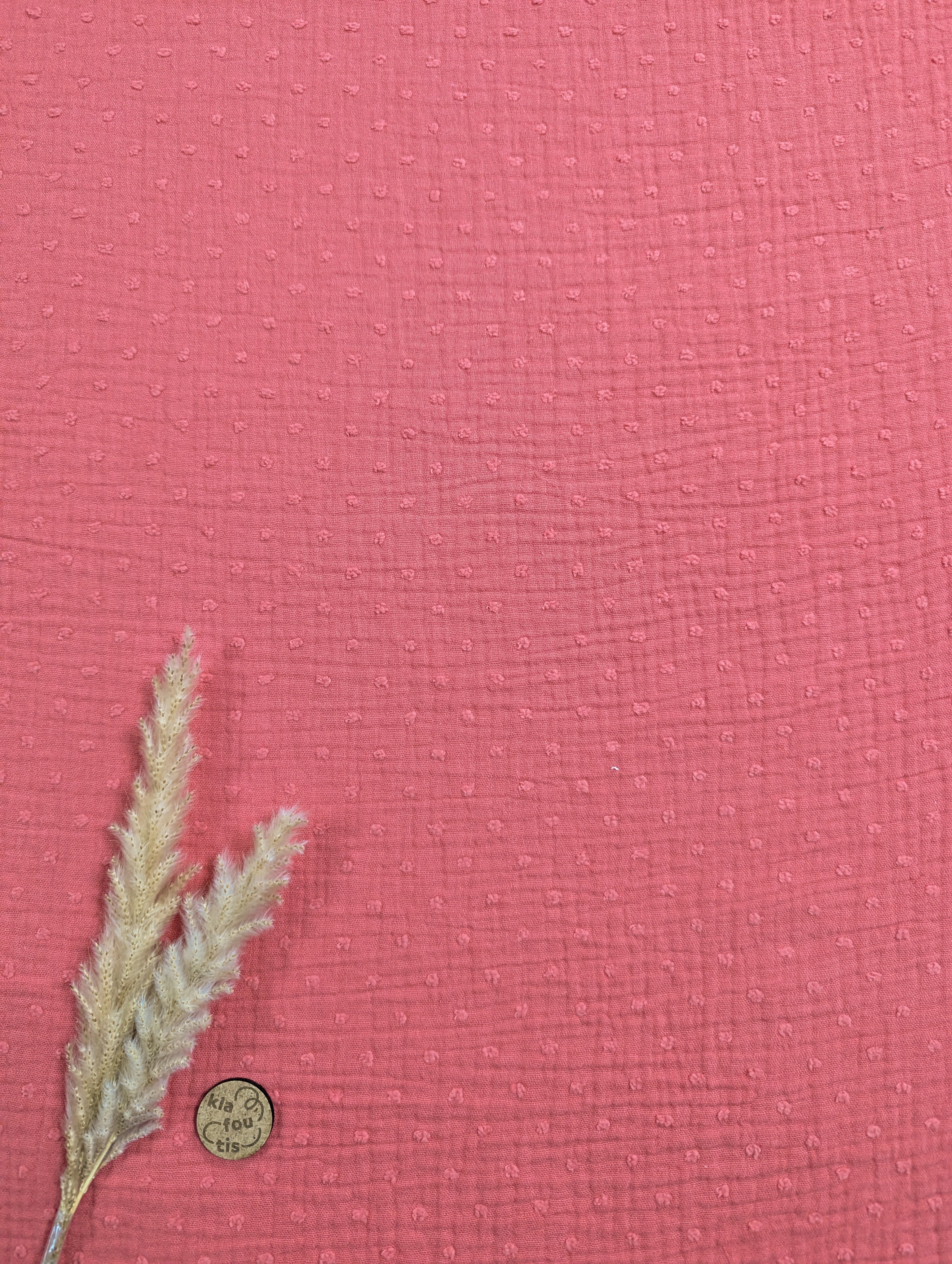Double gaze plumetis - corail