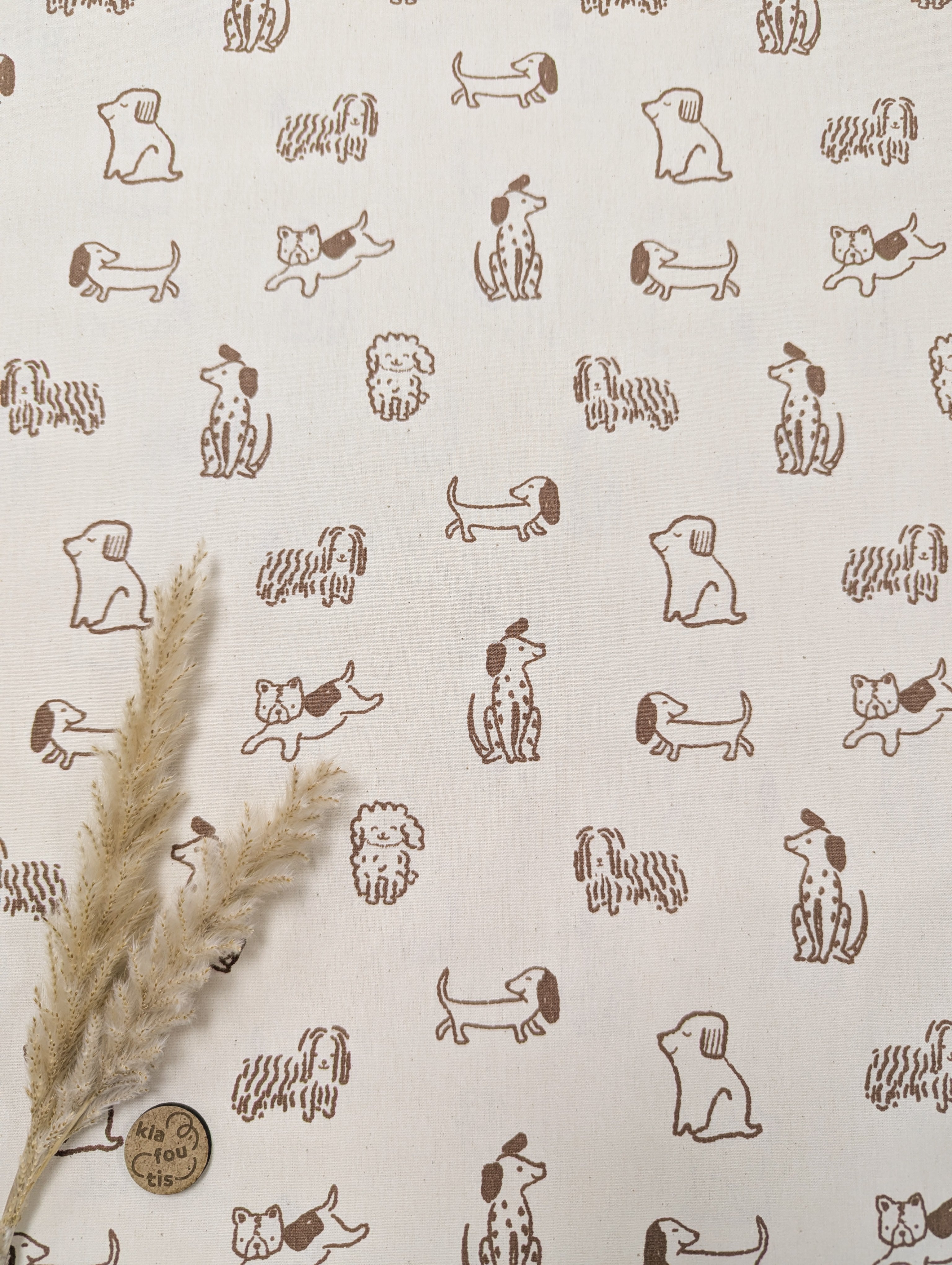 Popeline de coton naturel BIO - Toutous mignons