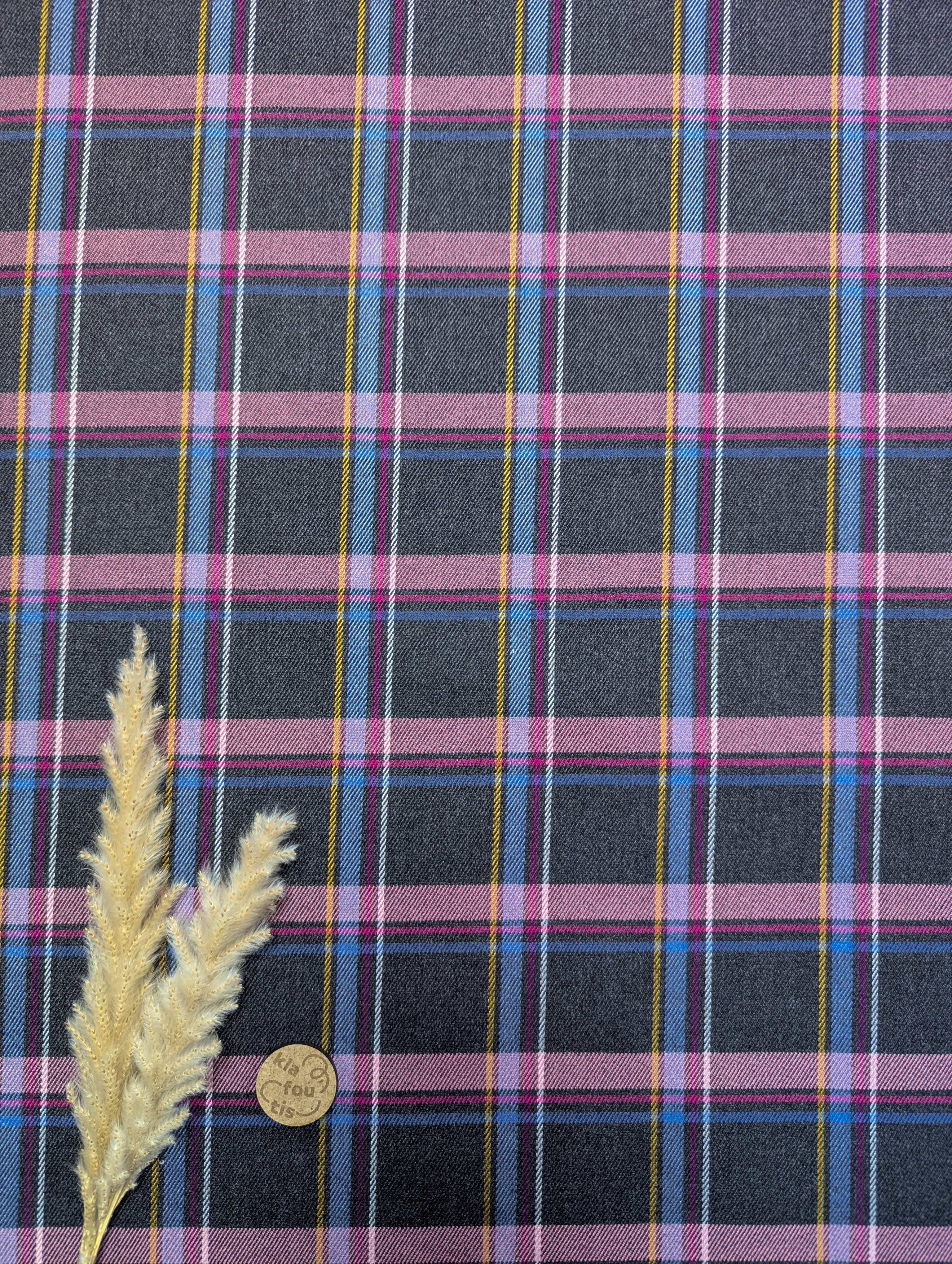 Tartan pour pantalon - gris et rose