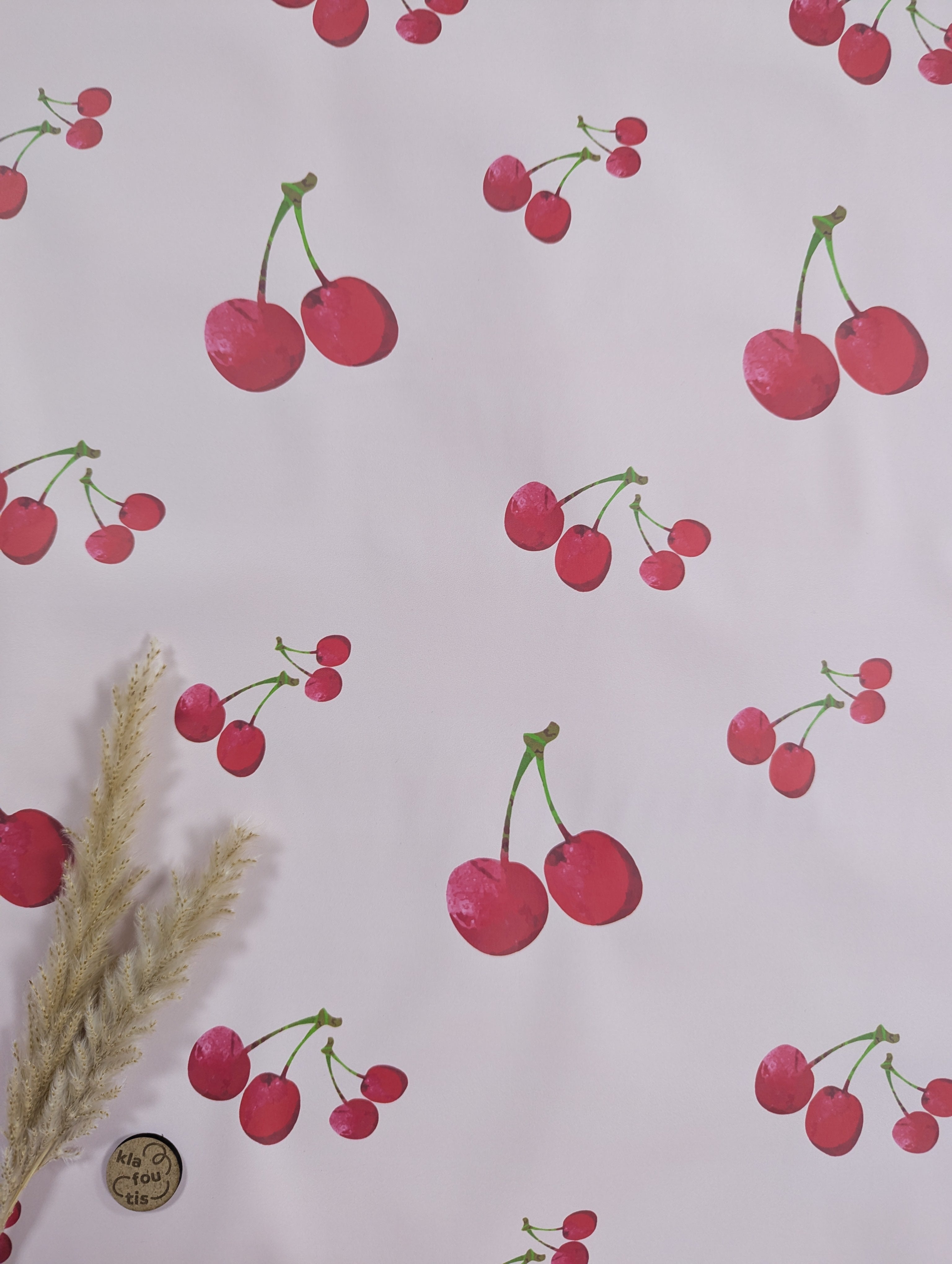 Imperméable doux rose - cerises