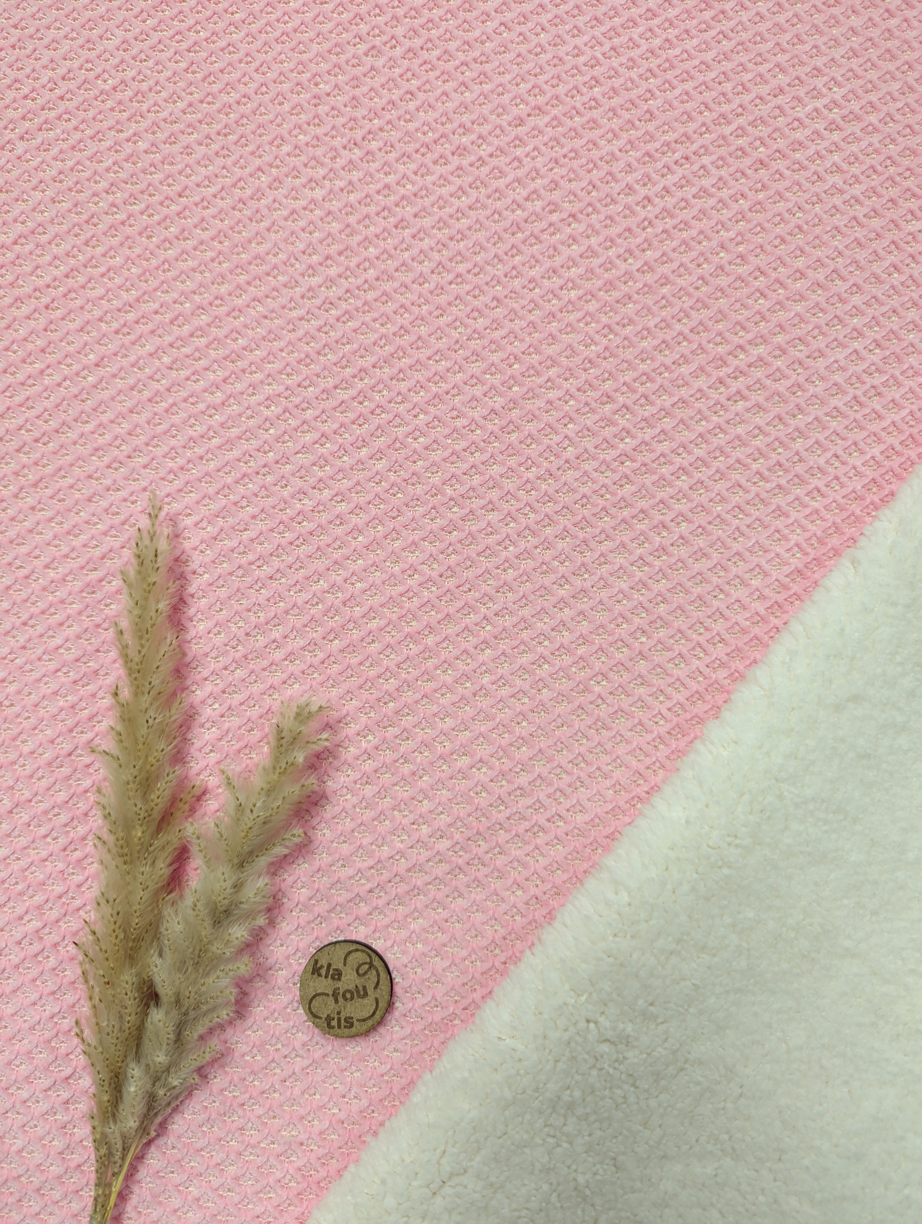 Gaufré doublé teddy - rose