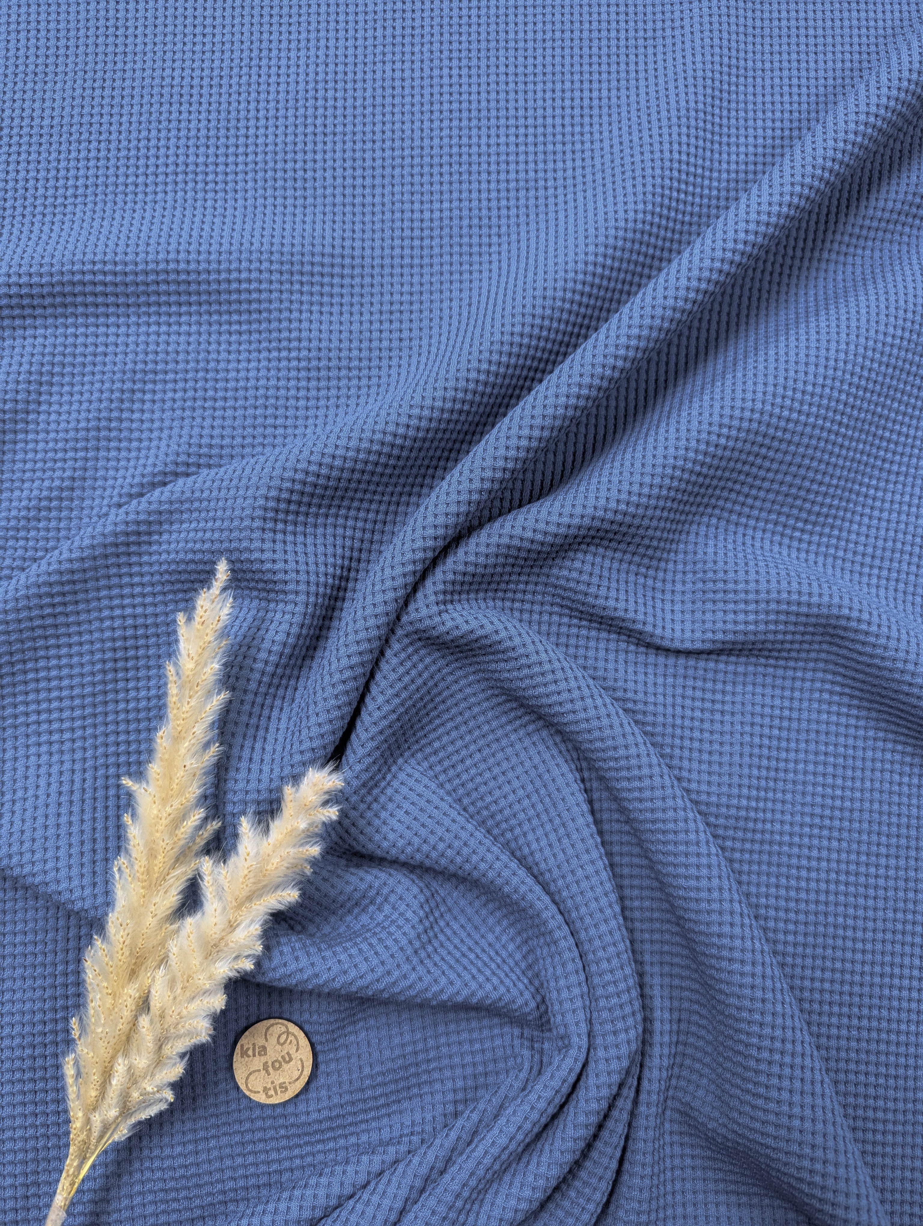 Jersey de coton gaufré BIO - Bleu jeans