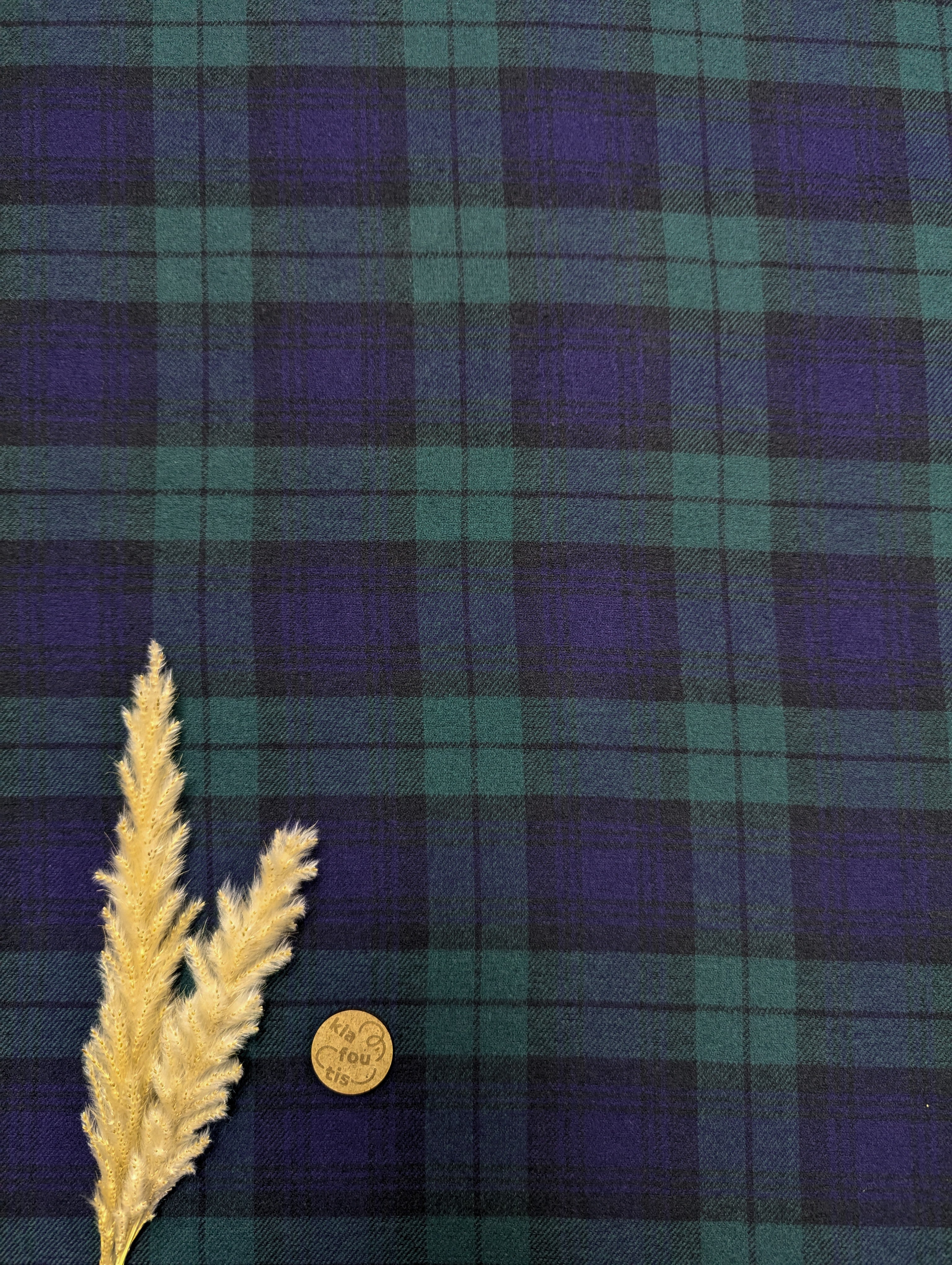 Flanelle de coton - tartan bleu et vert