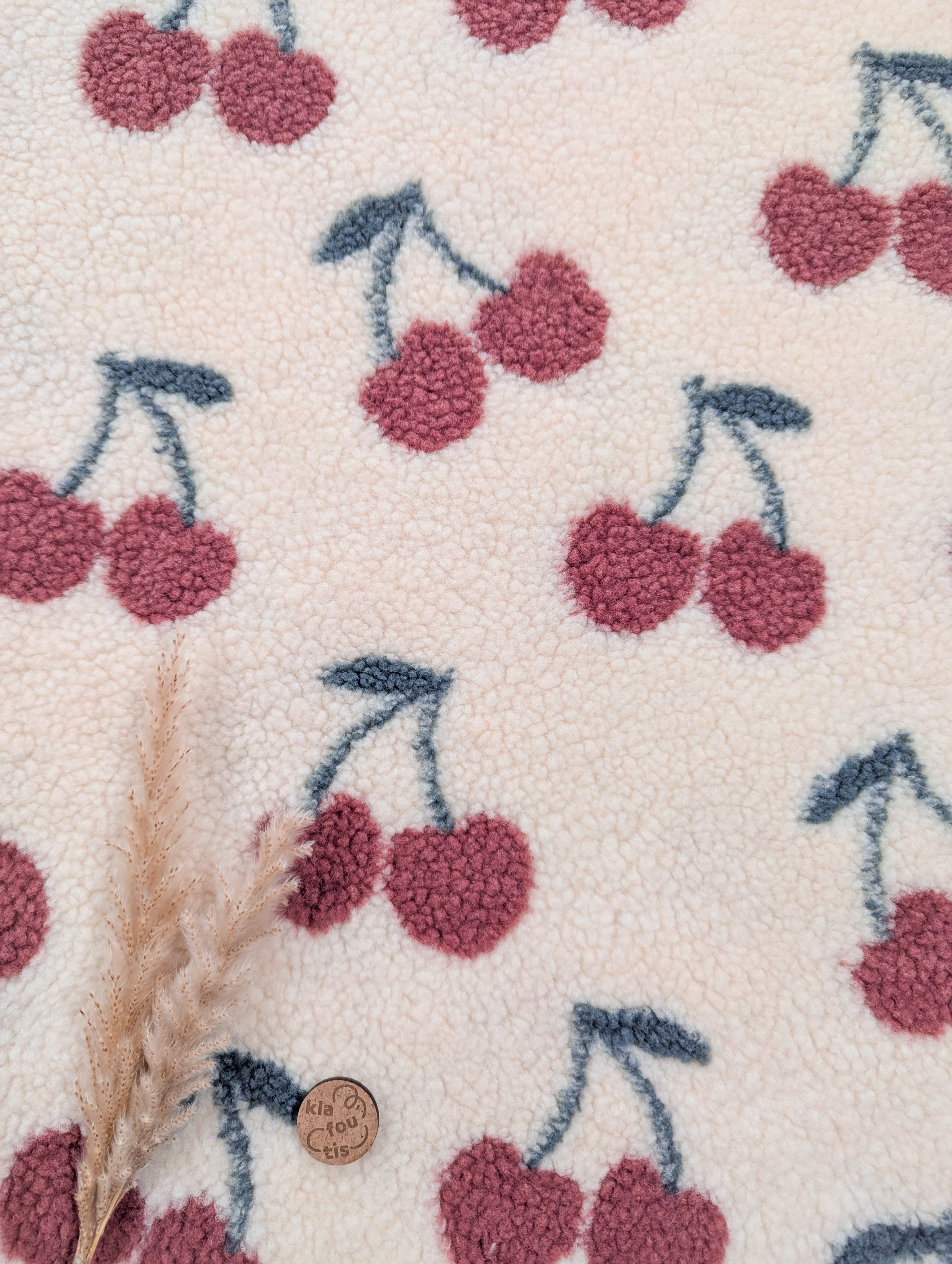 Teddy extensible écru - cerises