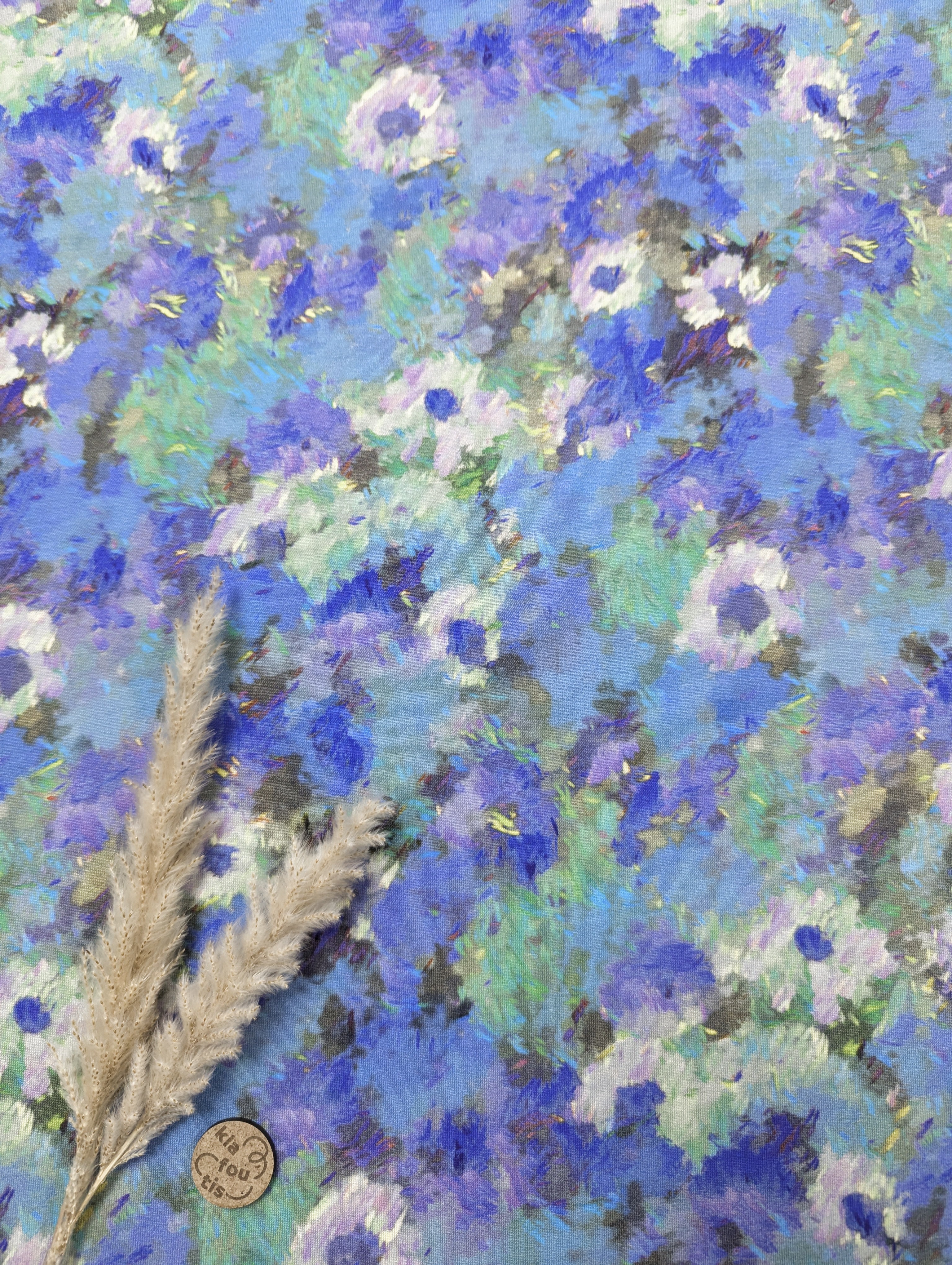 Jersey de viscose bleu - aquarelle Monet