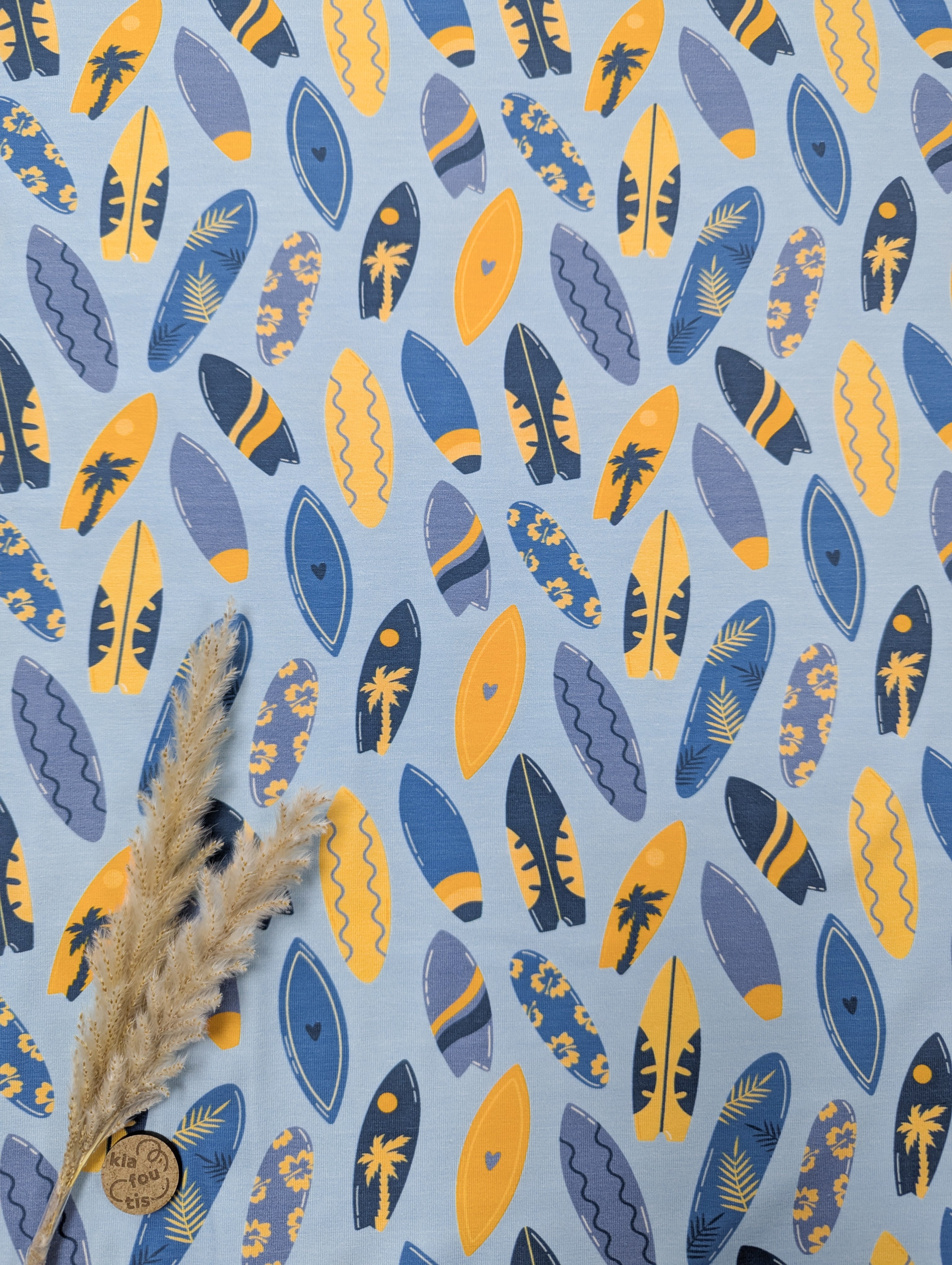 Jersey de coton bleu - planches de surf