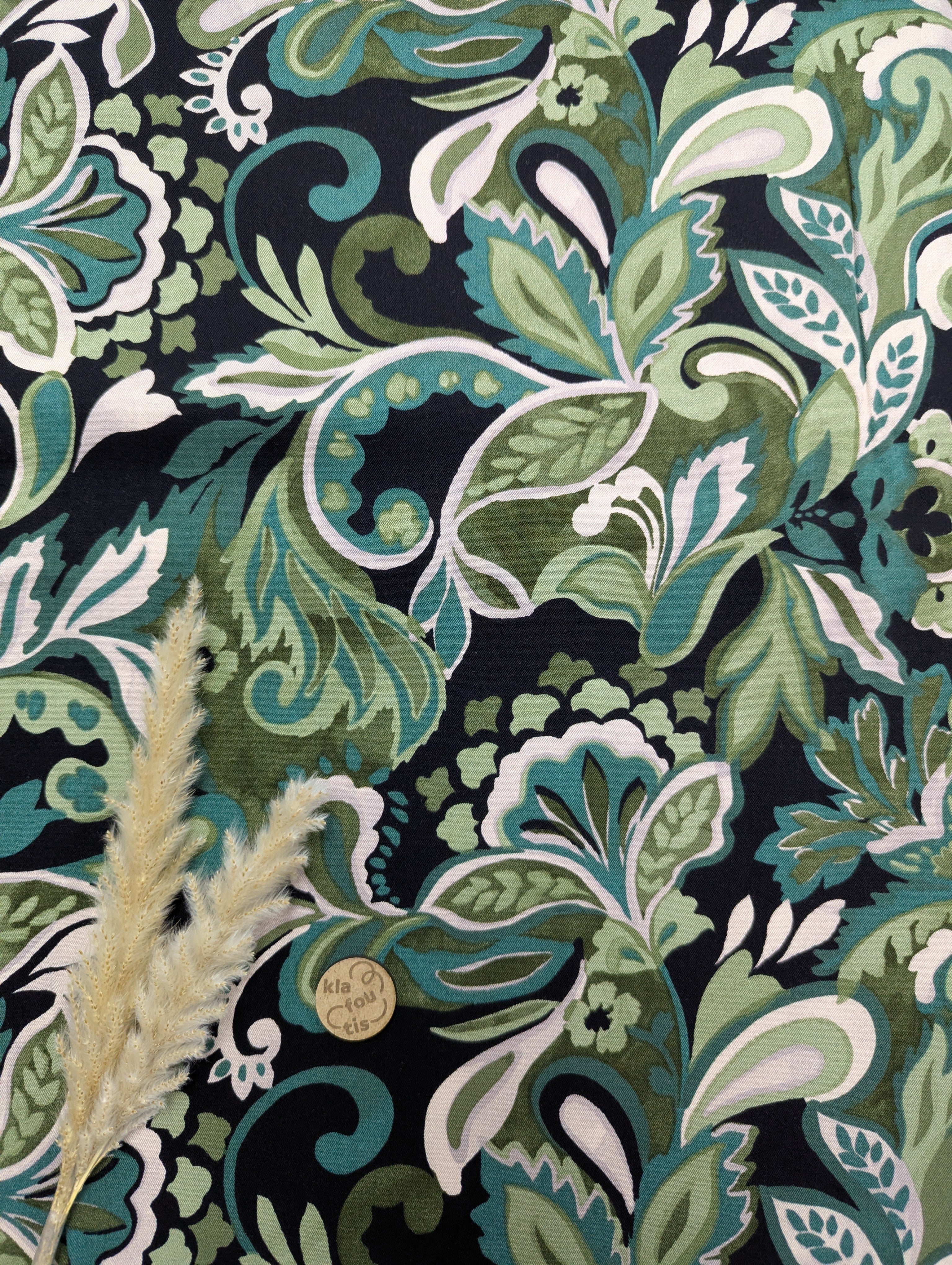 Twill de viscose stretch vert - feuillage