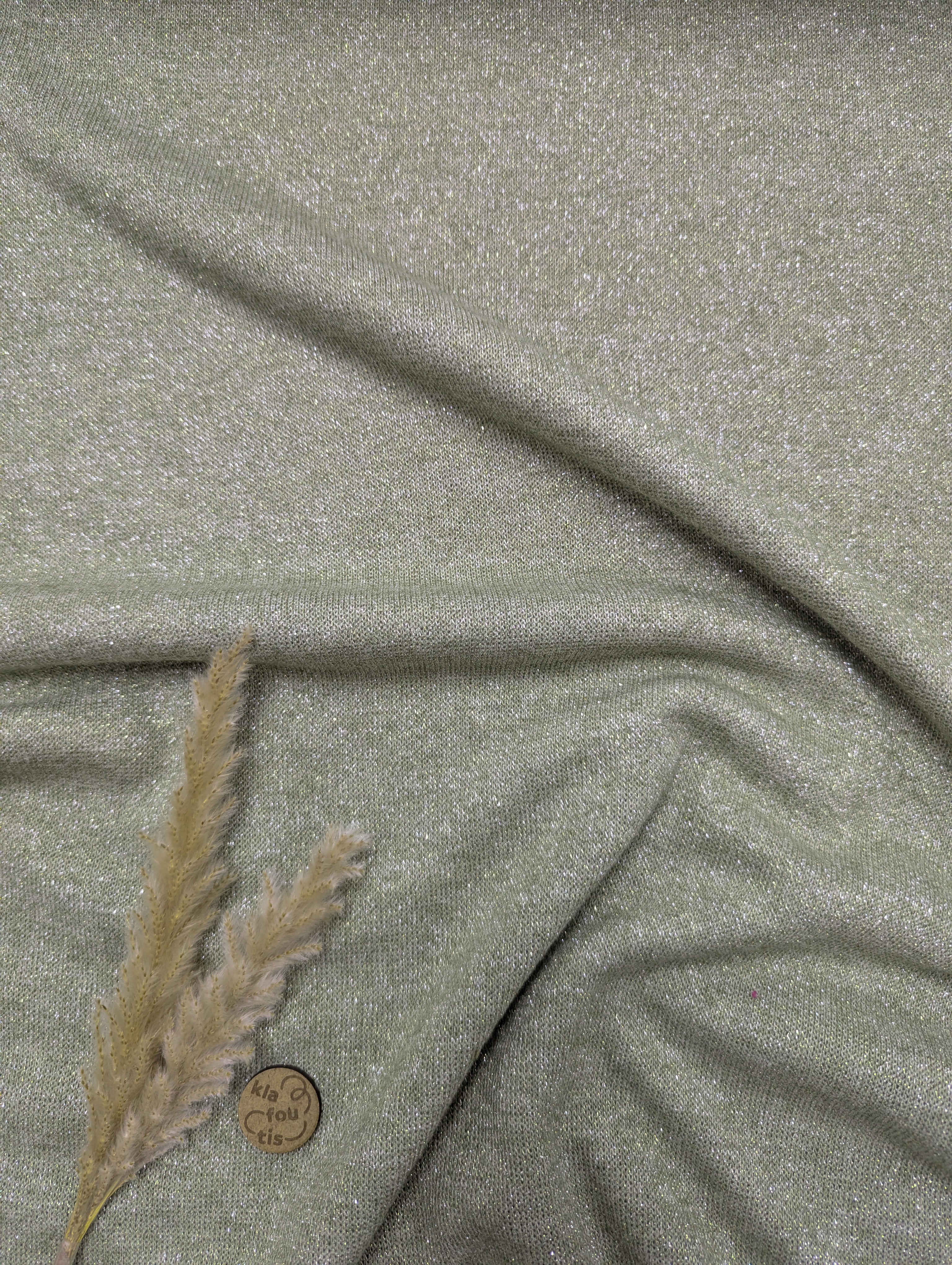 Maille tricot lurex - vert amande argenté