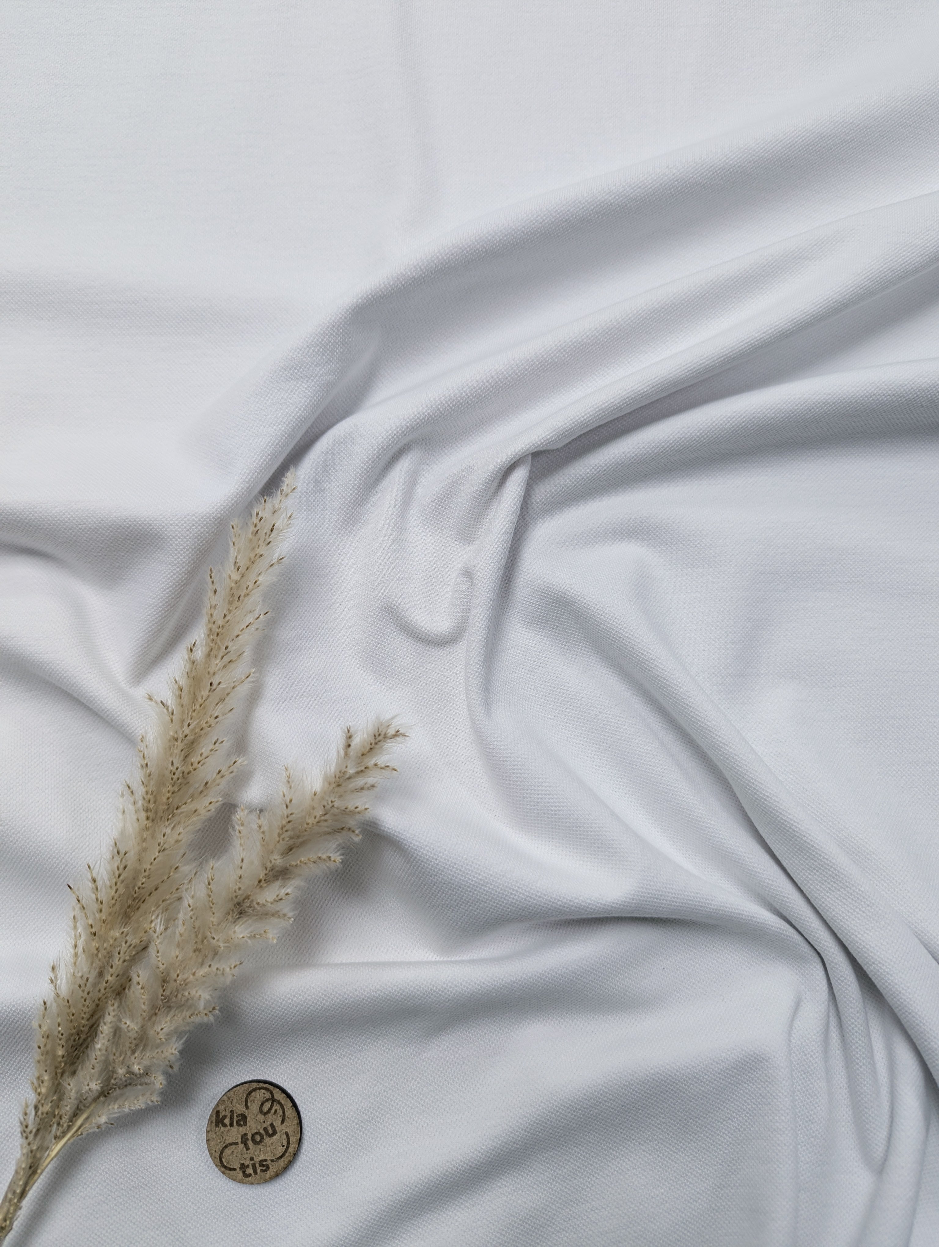 Jersey piqué de coton - maille polo - blanc