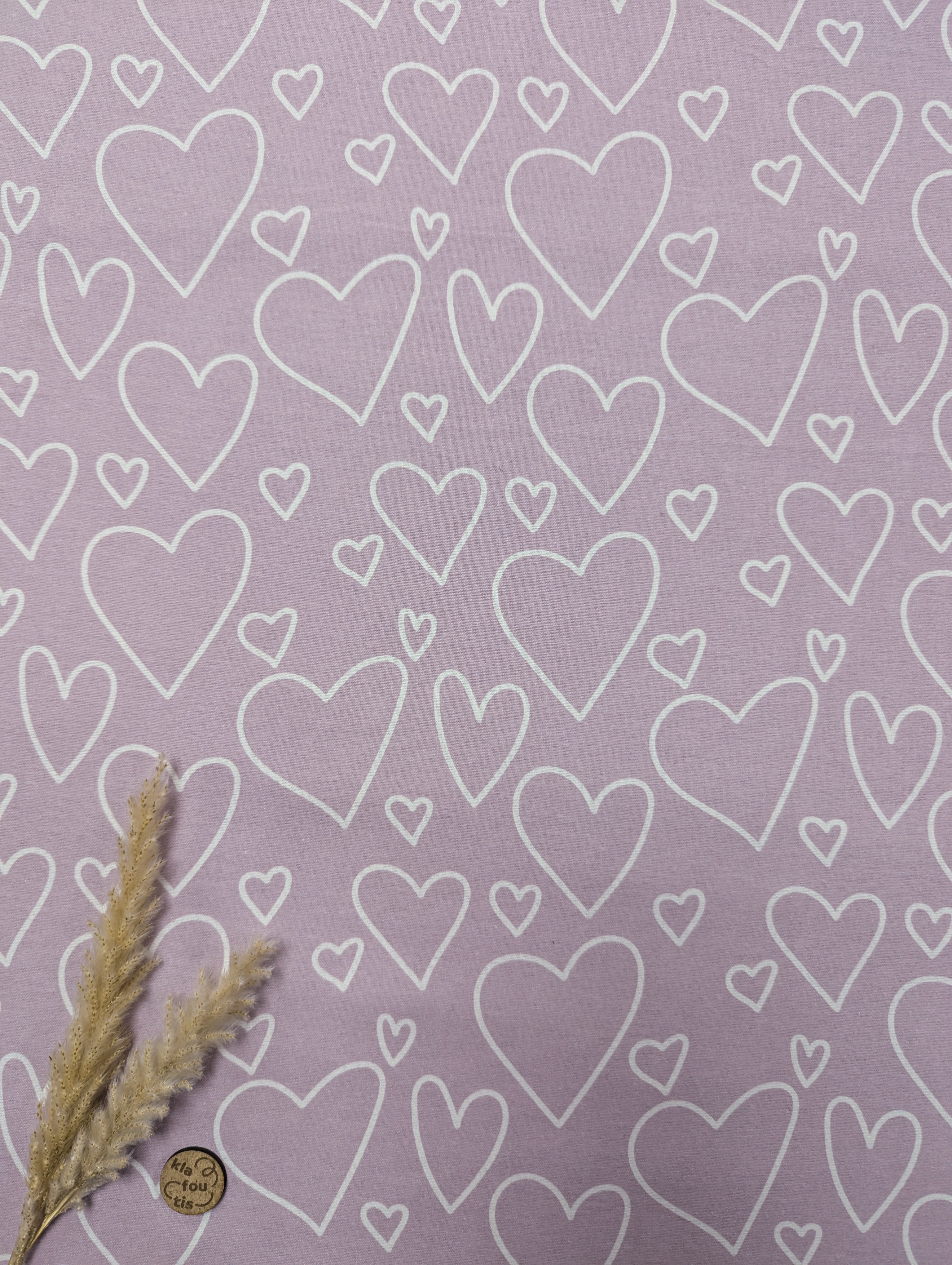 Flanelle de coton rose - coeurs