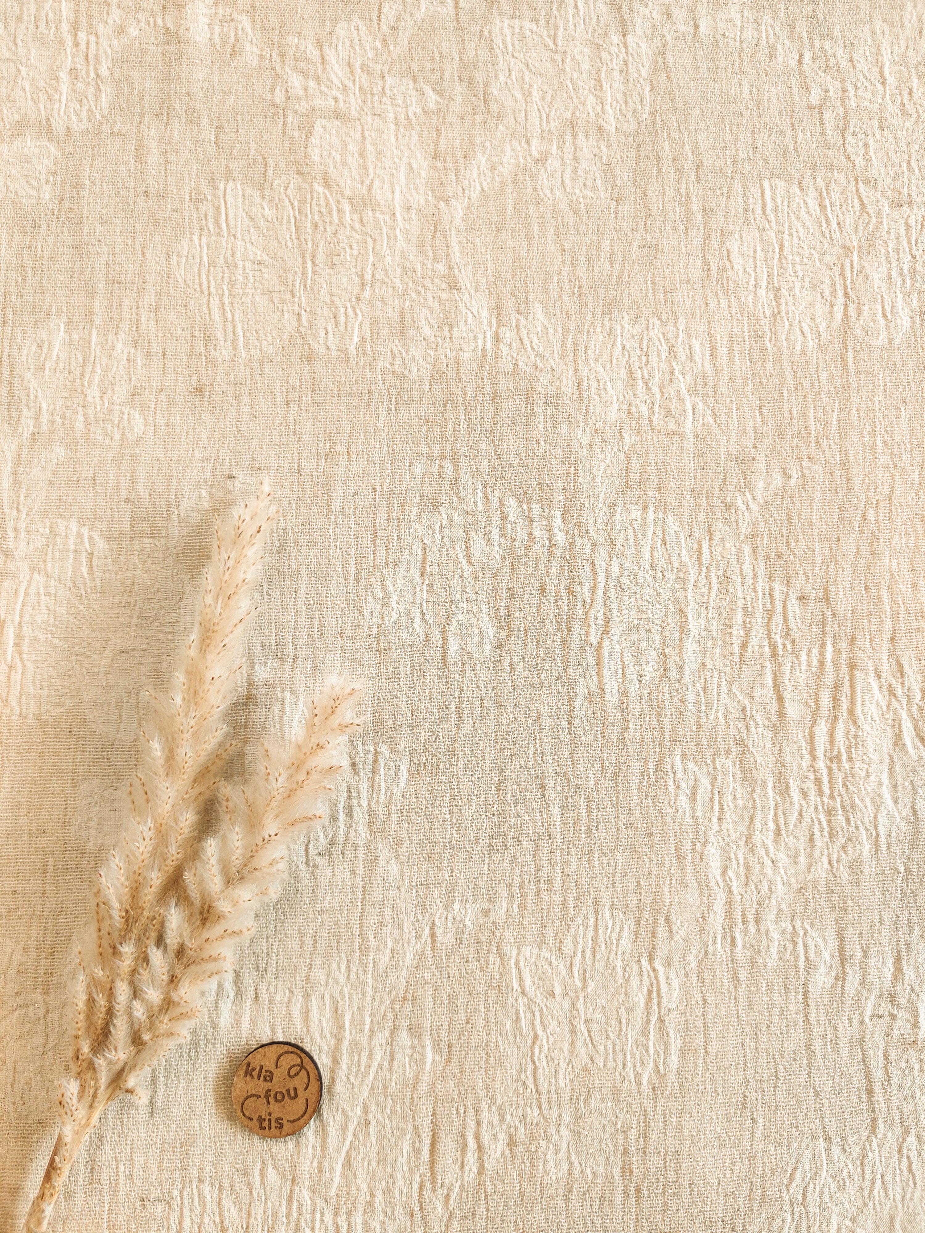 Jacquard coton lin et viscose beige - Silhouette fleurie