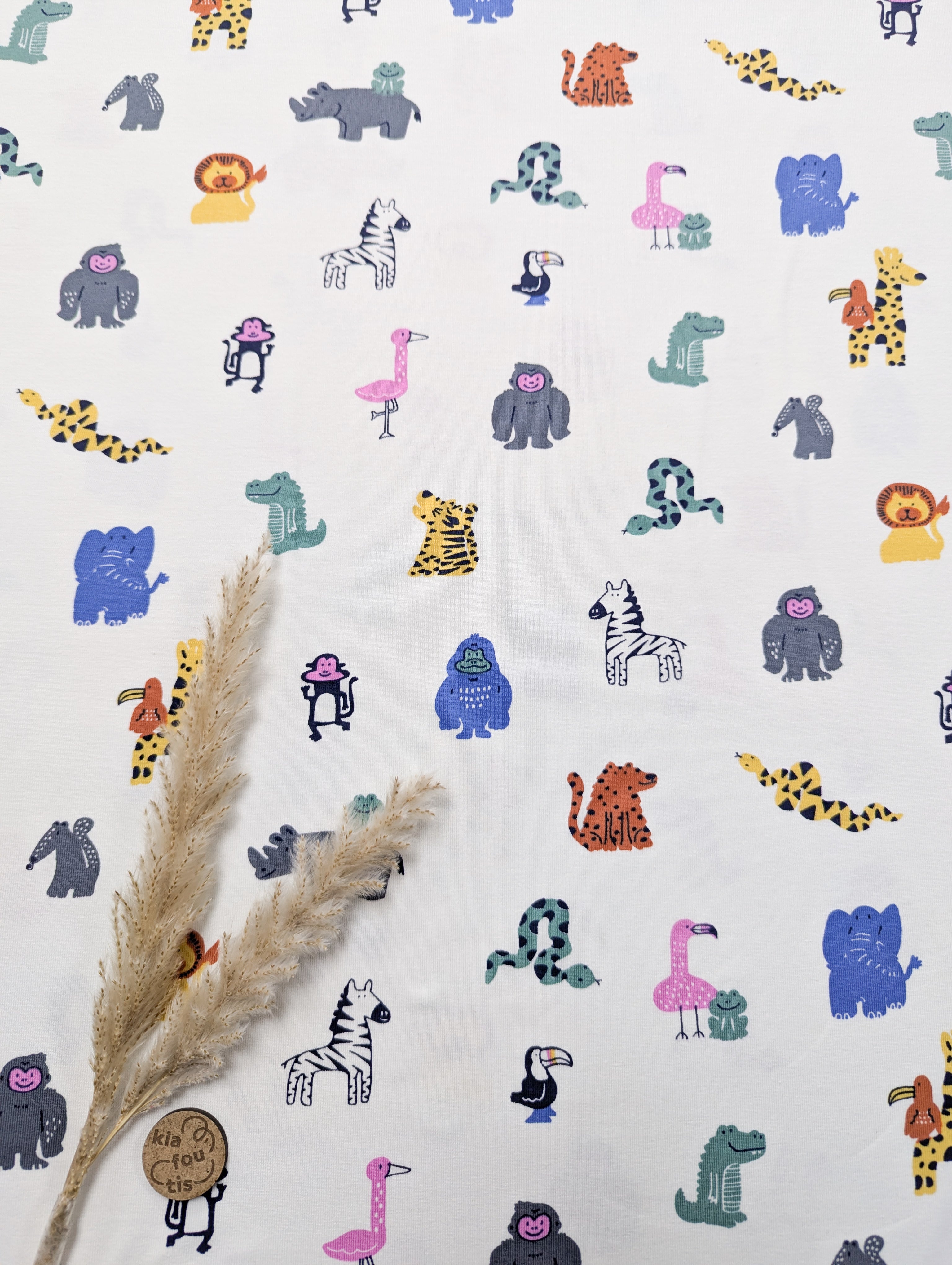 Jersey de coton blanc - Savane colorée
