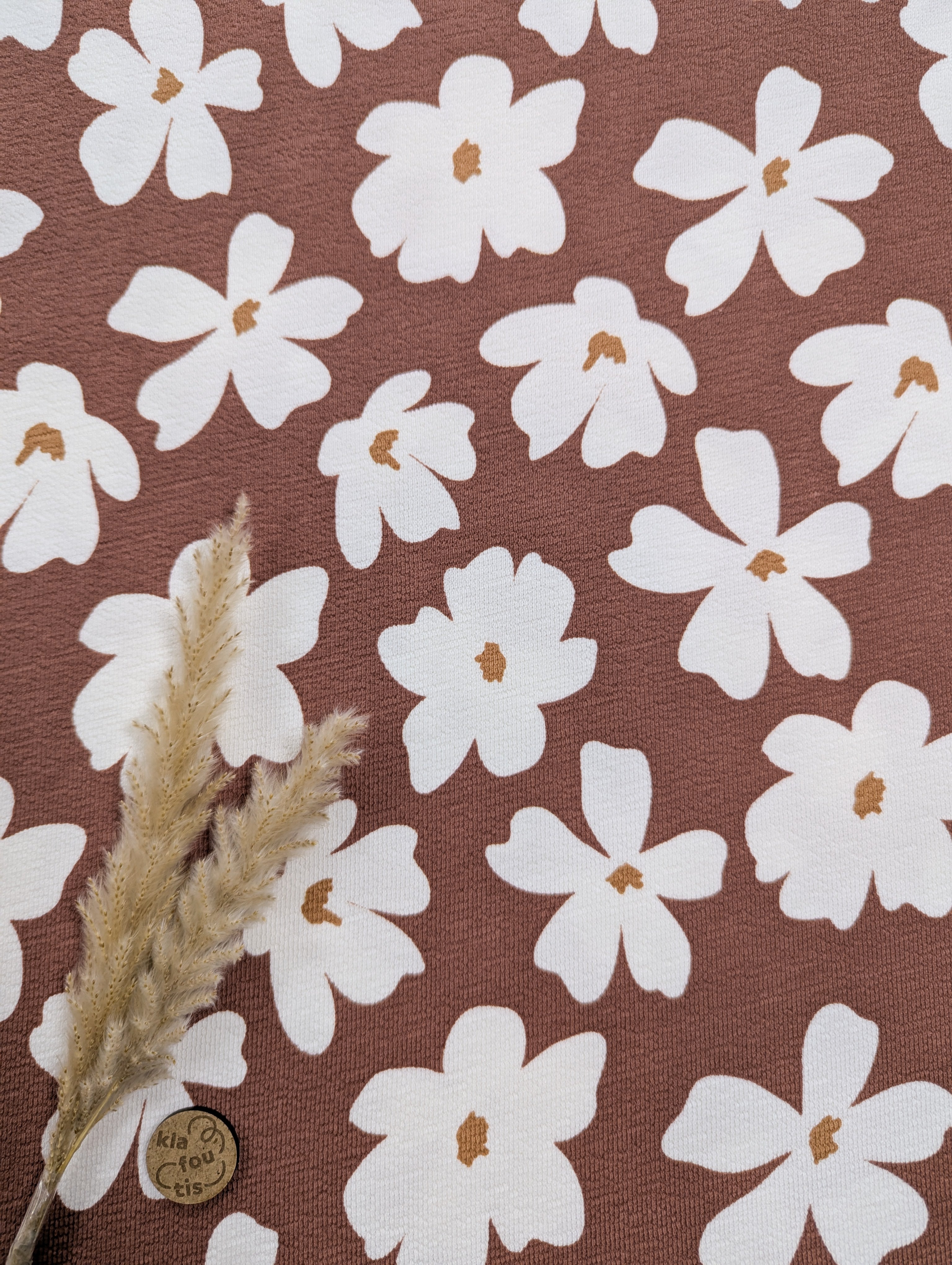 French Terry crêpe chocolat rosé - floraison