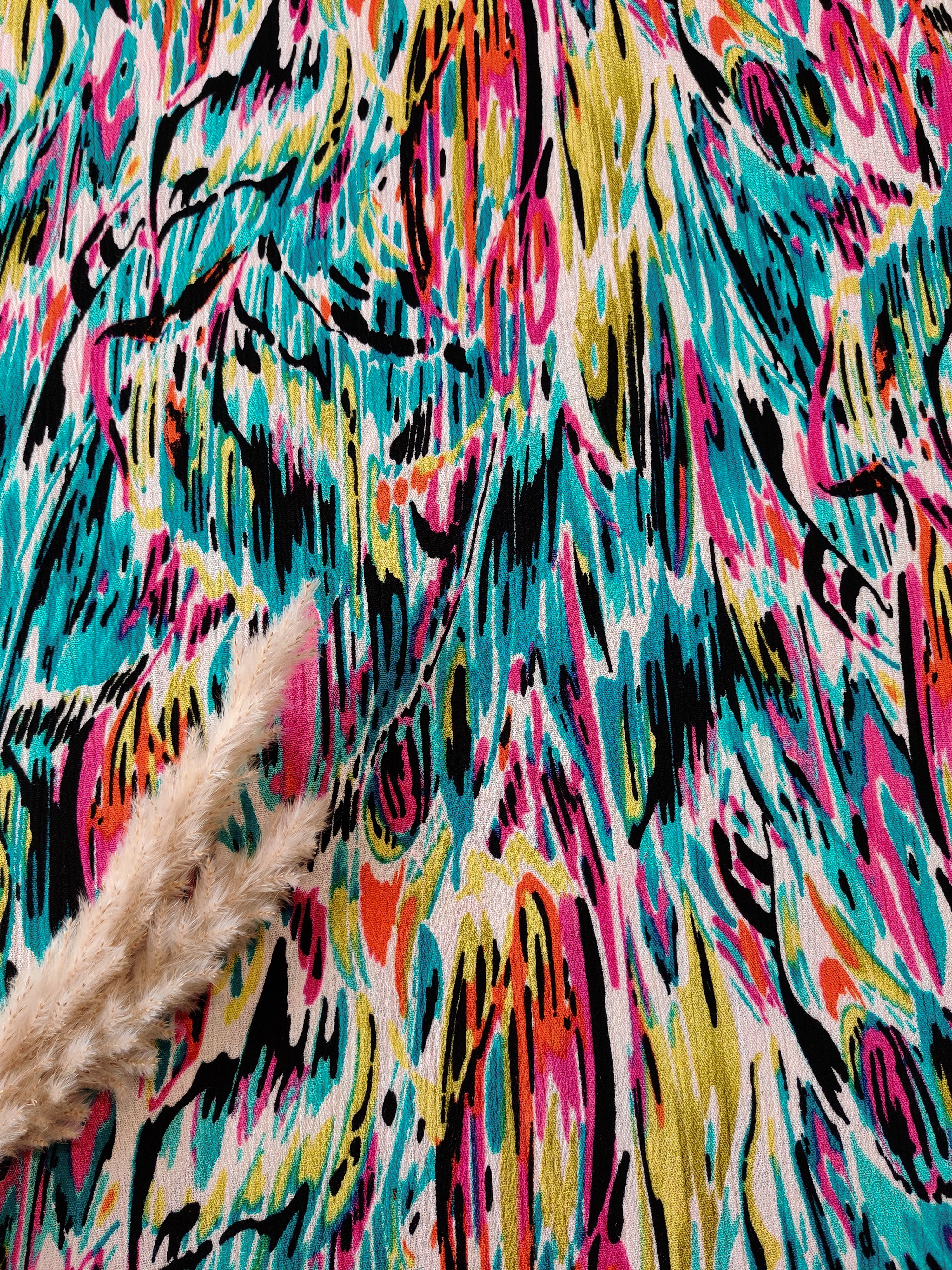 Popeline de viscose crinckle turquoise - Vibration exotique