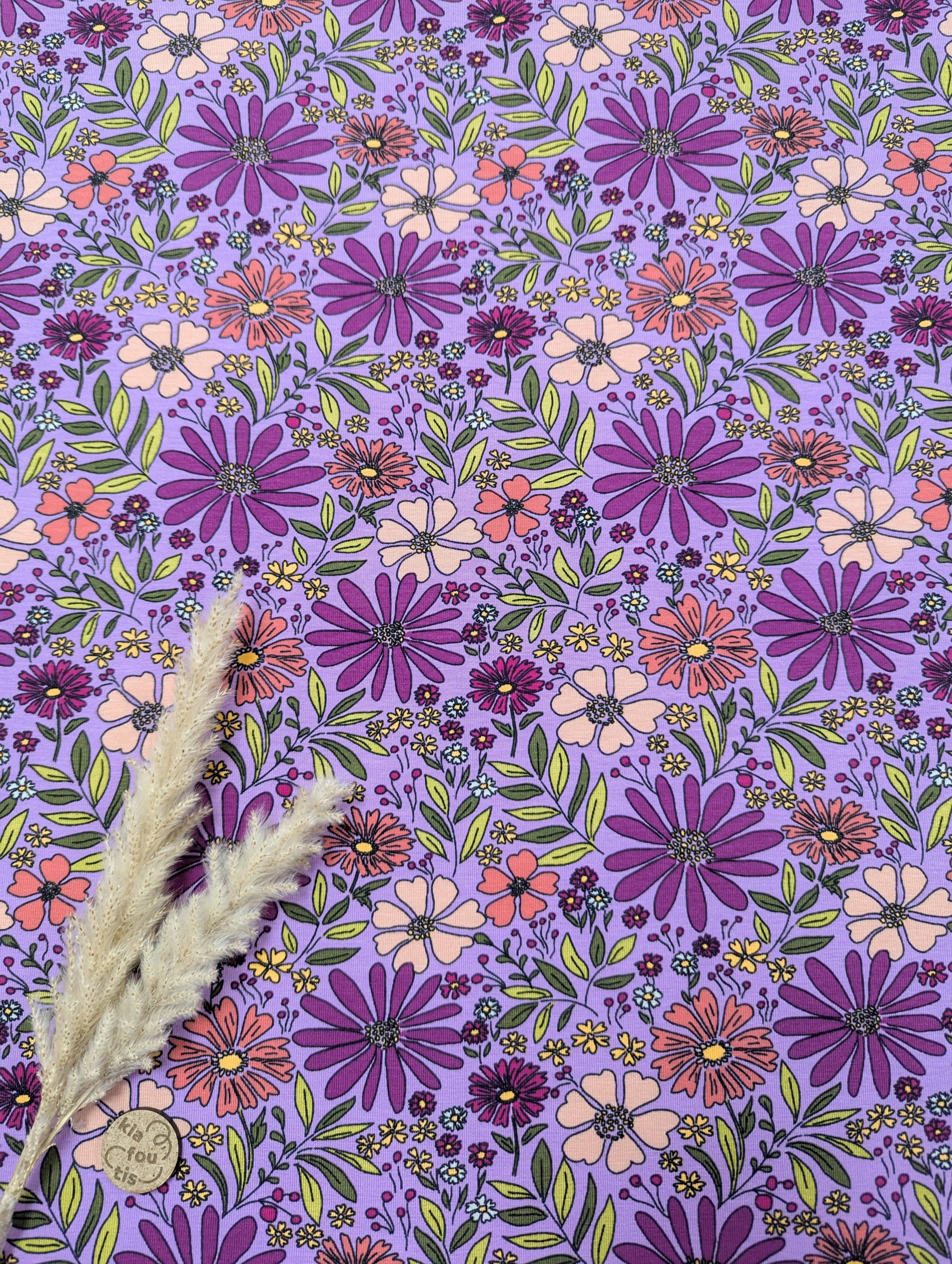 Jersey de coton lilas - Jardin secret