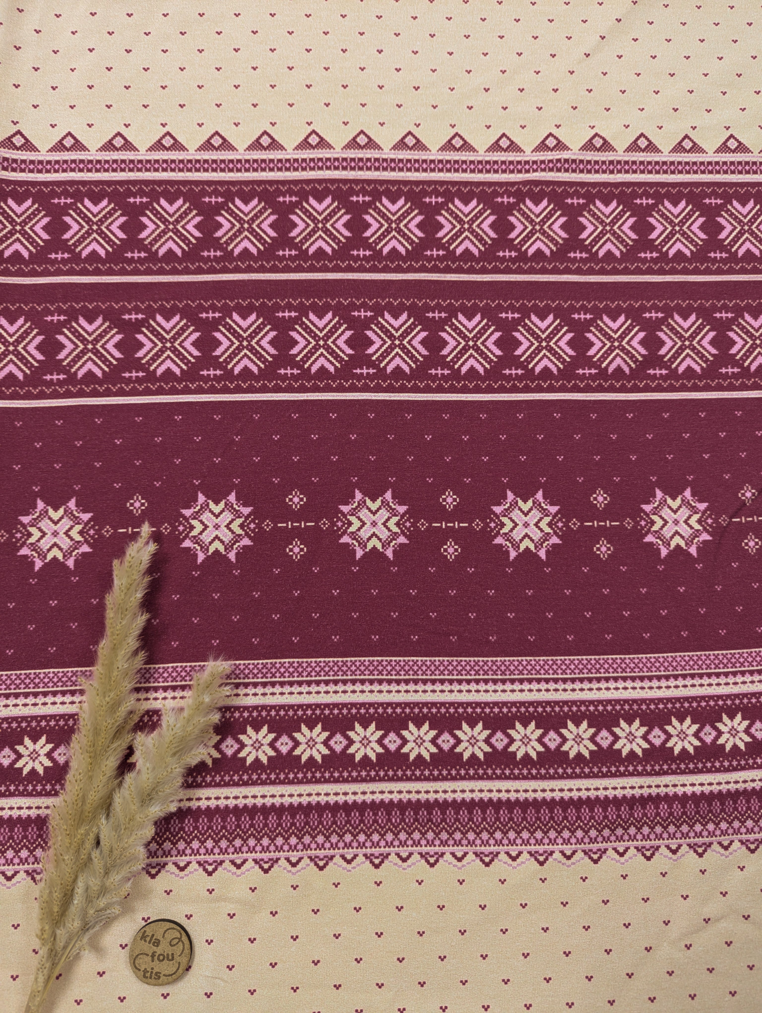 French Terry rouge bordeaux - Noël en montagne