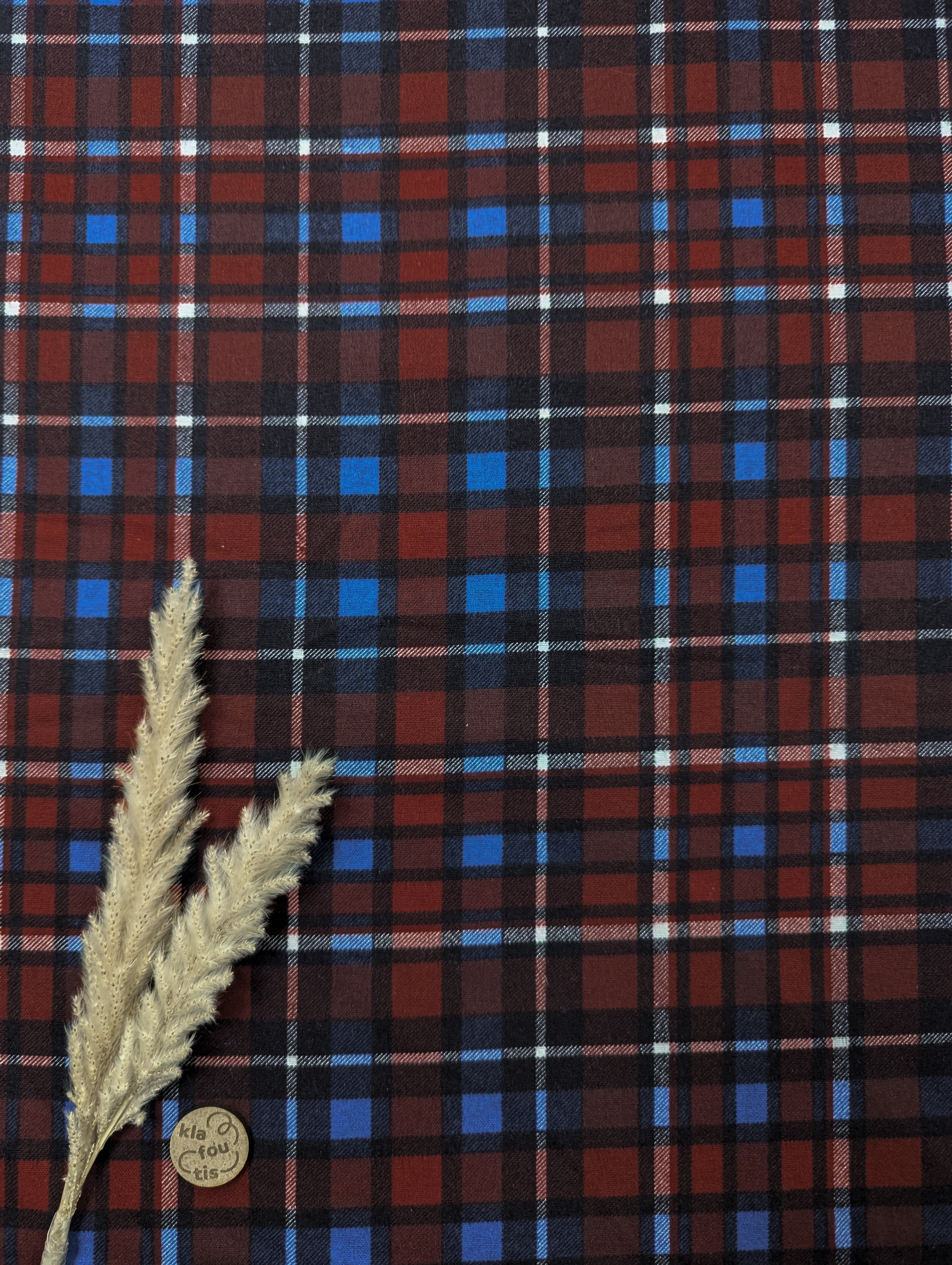 Flanelle de coton bordeaux - joli tartan