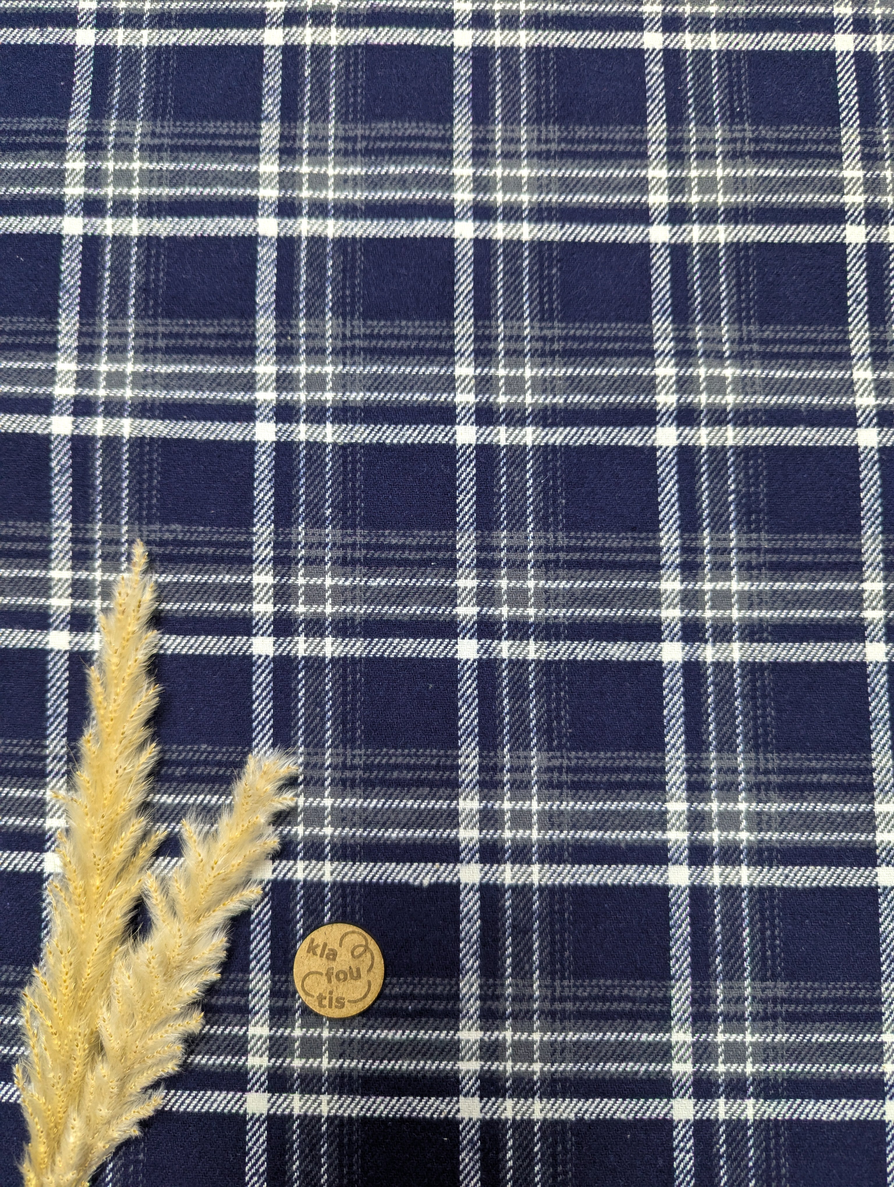 Flanelle de coton - tartan bleu marine