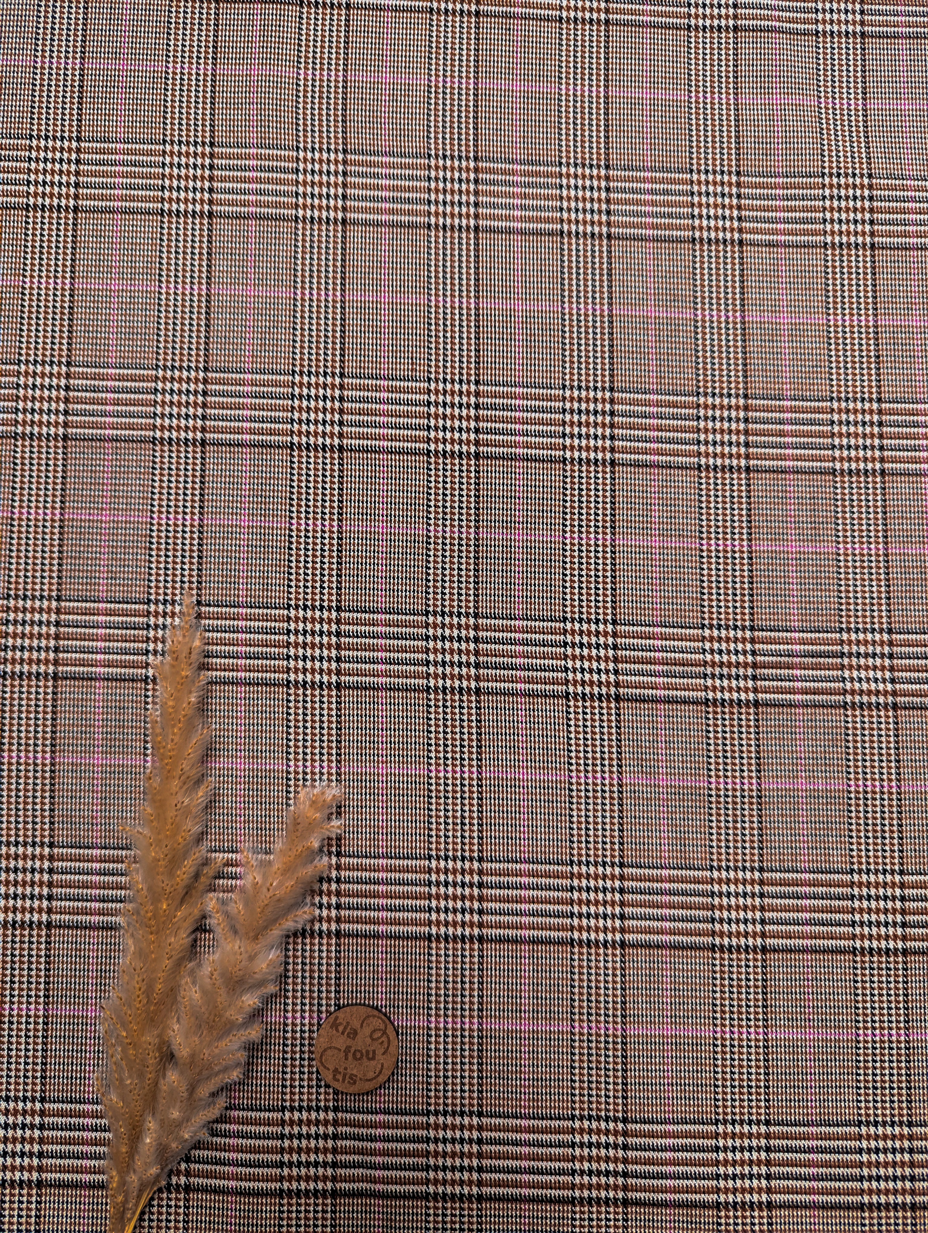 Tartan pour pantalon - tobacco et une pointe de rose