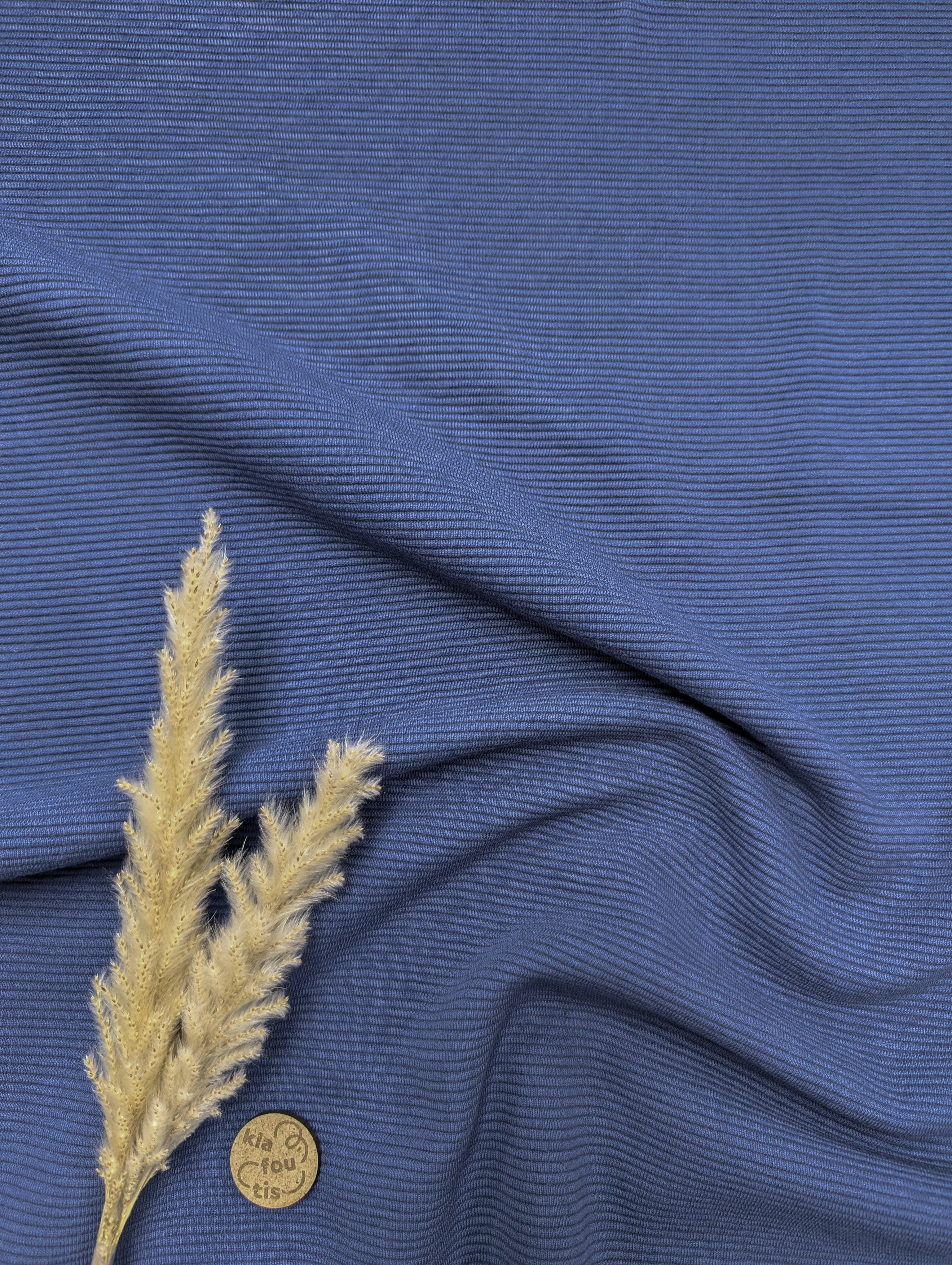 Jersey ottoman strié - bleu denim
