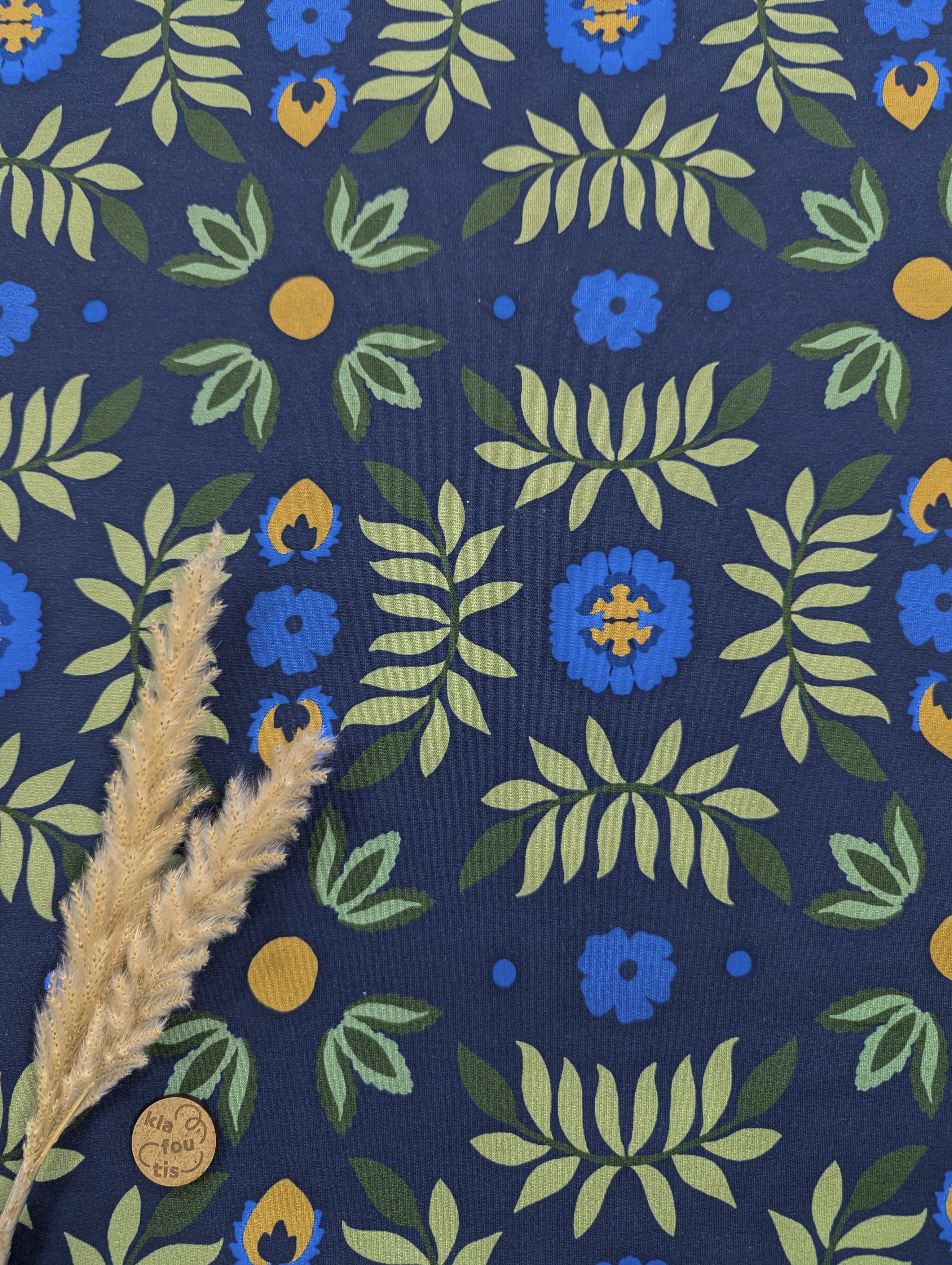 French Terry bleu - Jardin ordonné