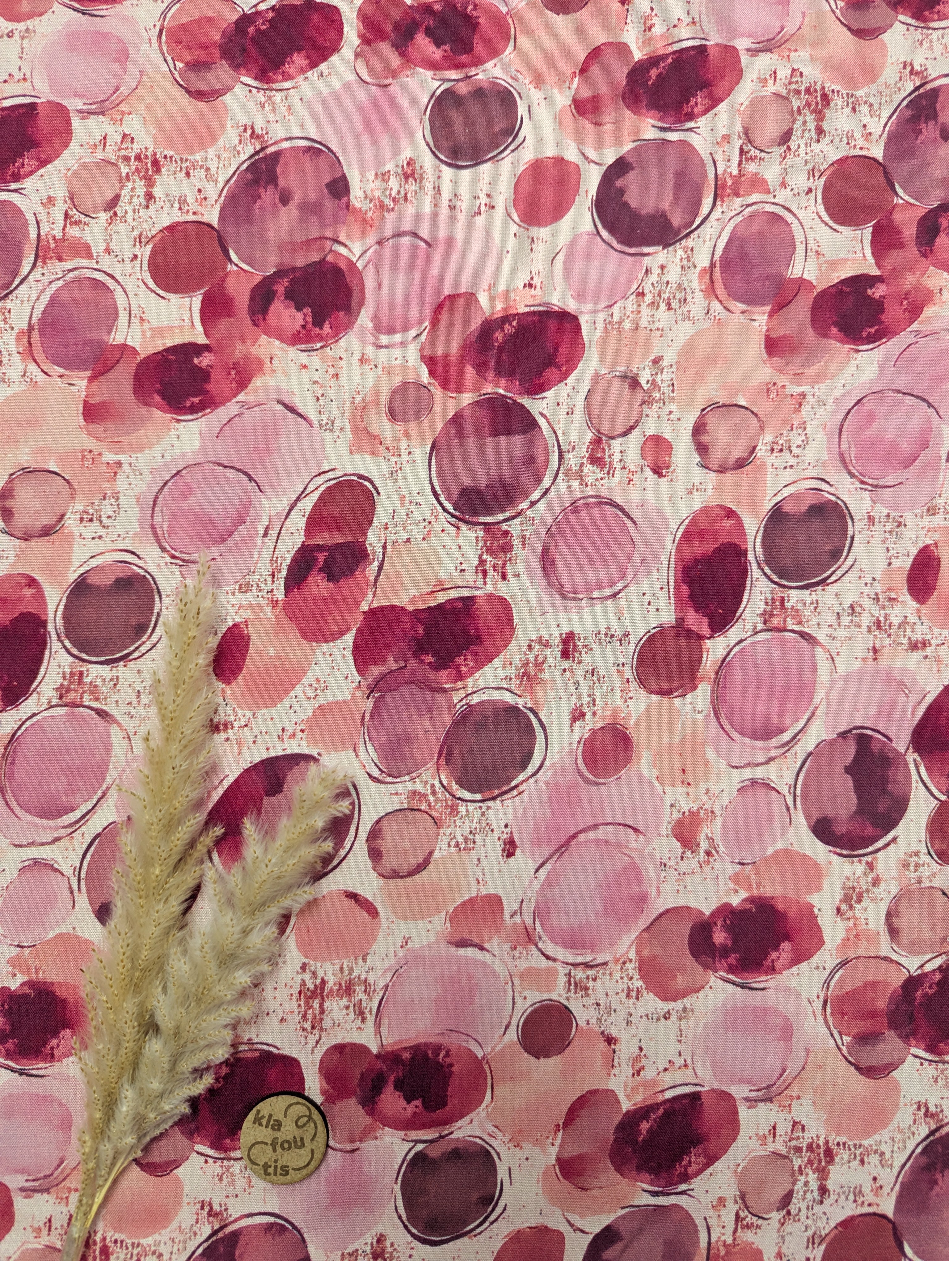 Popeline de viscose rose - bulles féminines