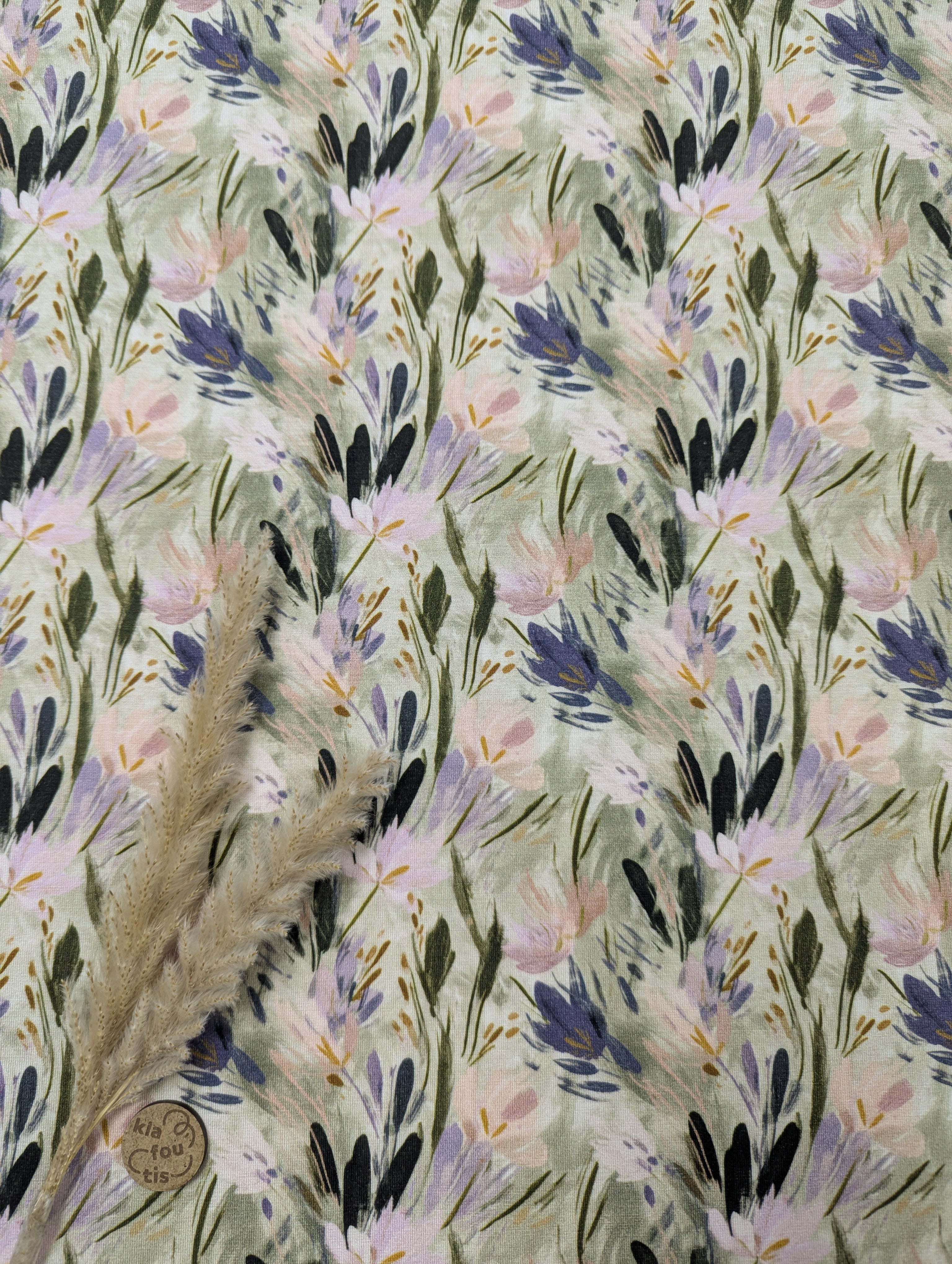 Jersey de bambou vert pastel - jolie prairie