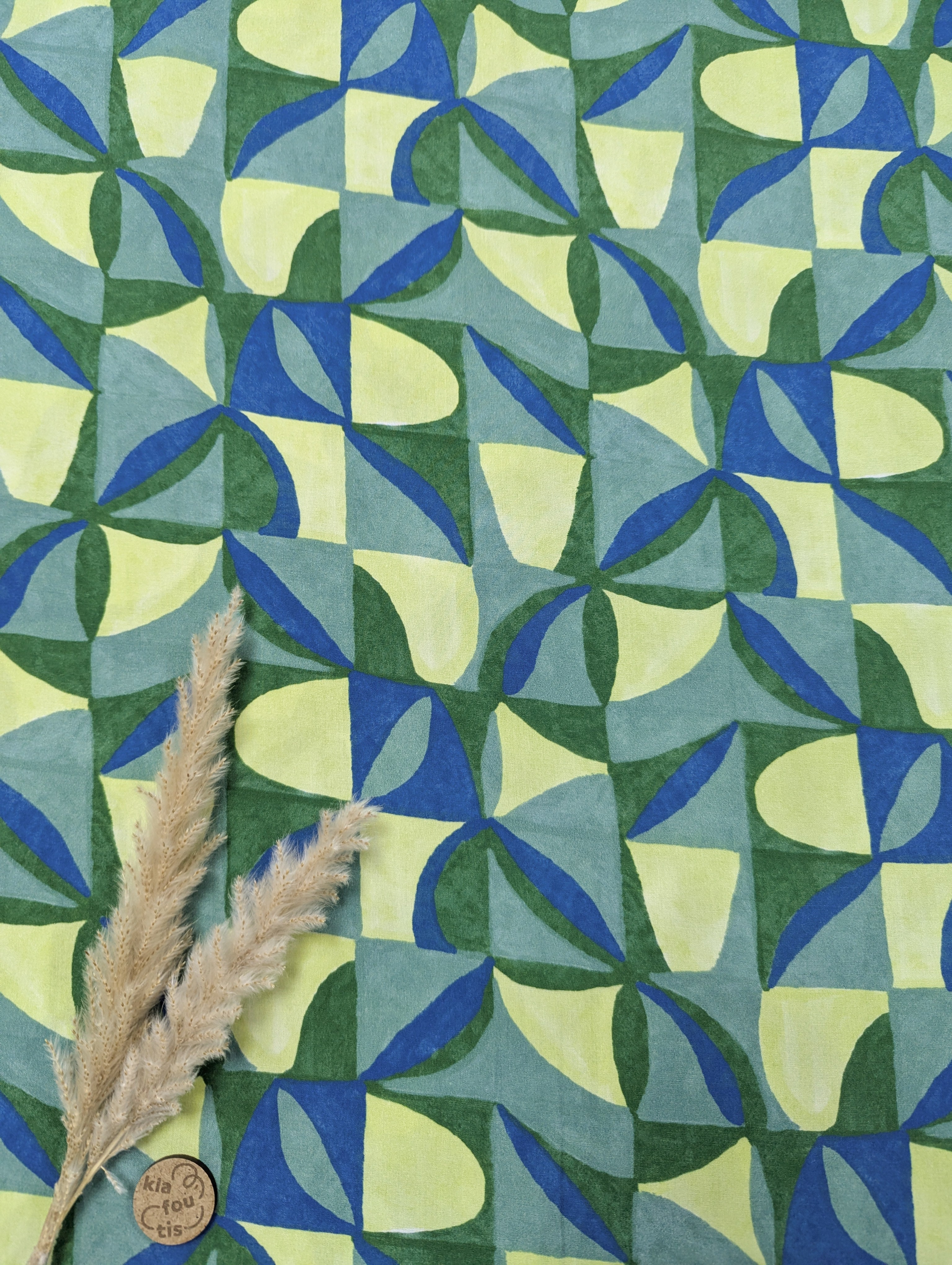 Popeline de viscose EcoVero - abstraction verte