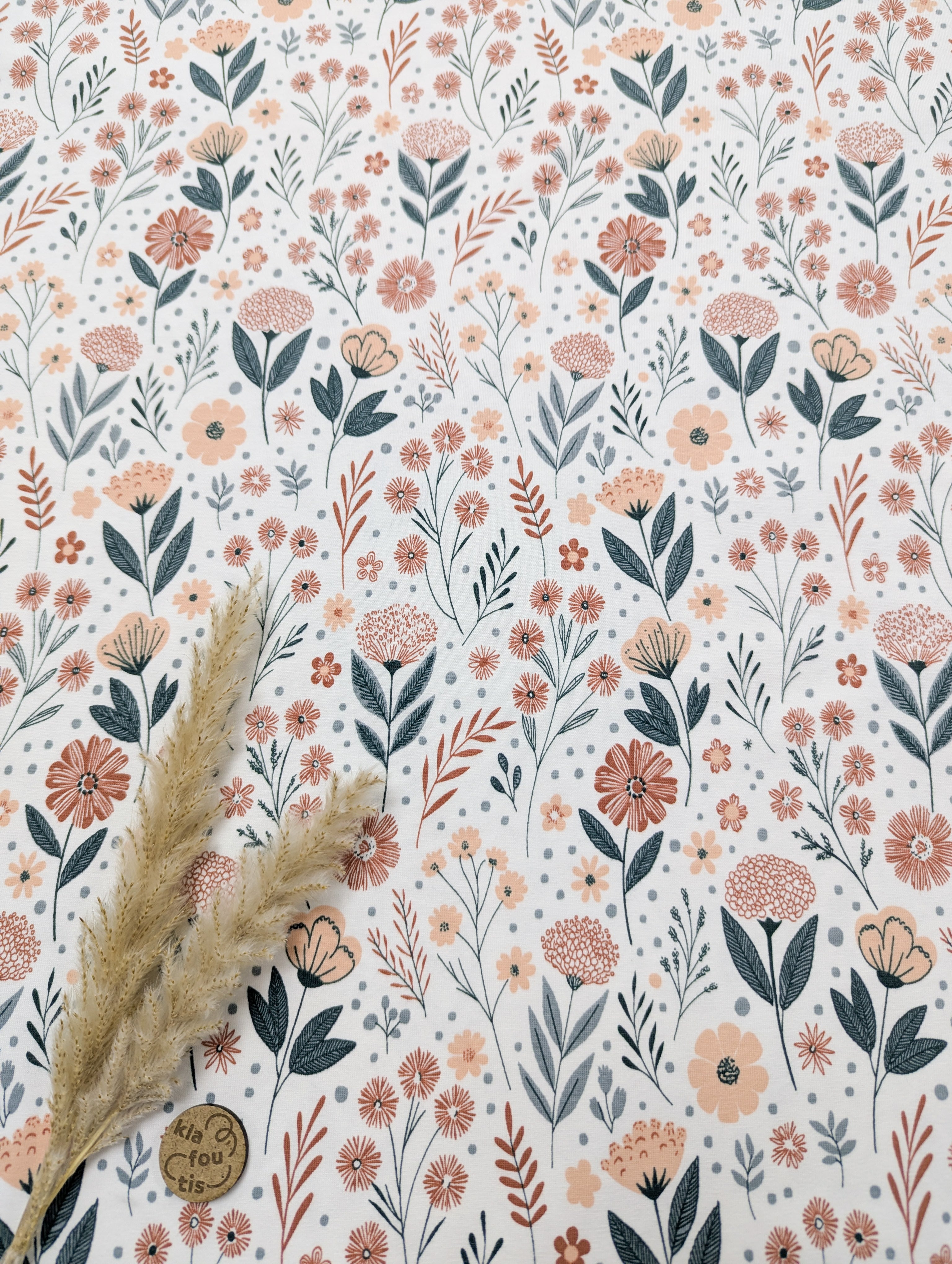 Jersey de coton écru - douce végétation