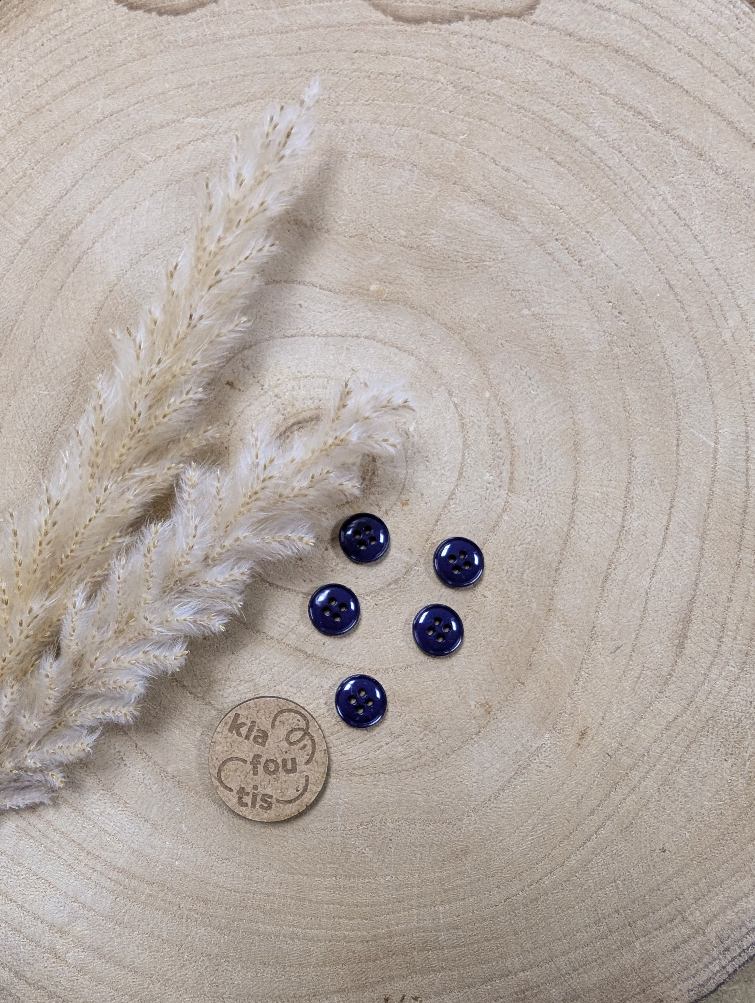 Boutons 4 trous - bleu marine foncé - 11 mm de diamètre