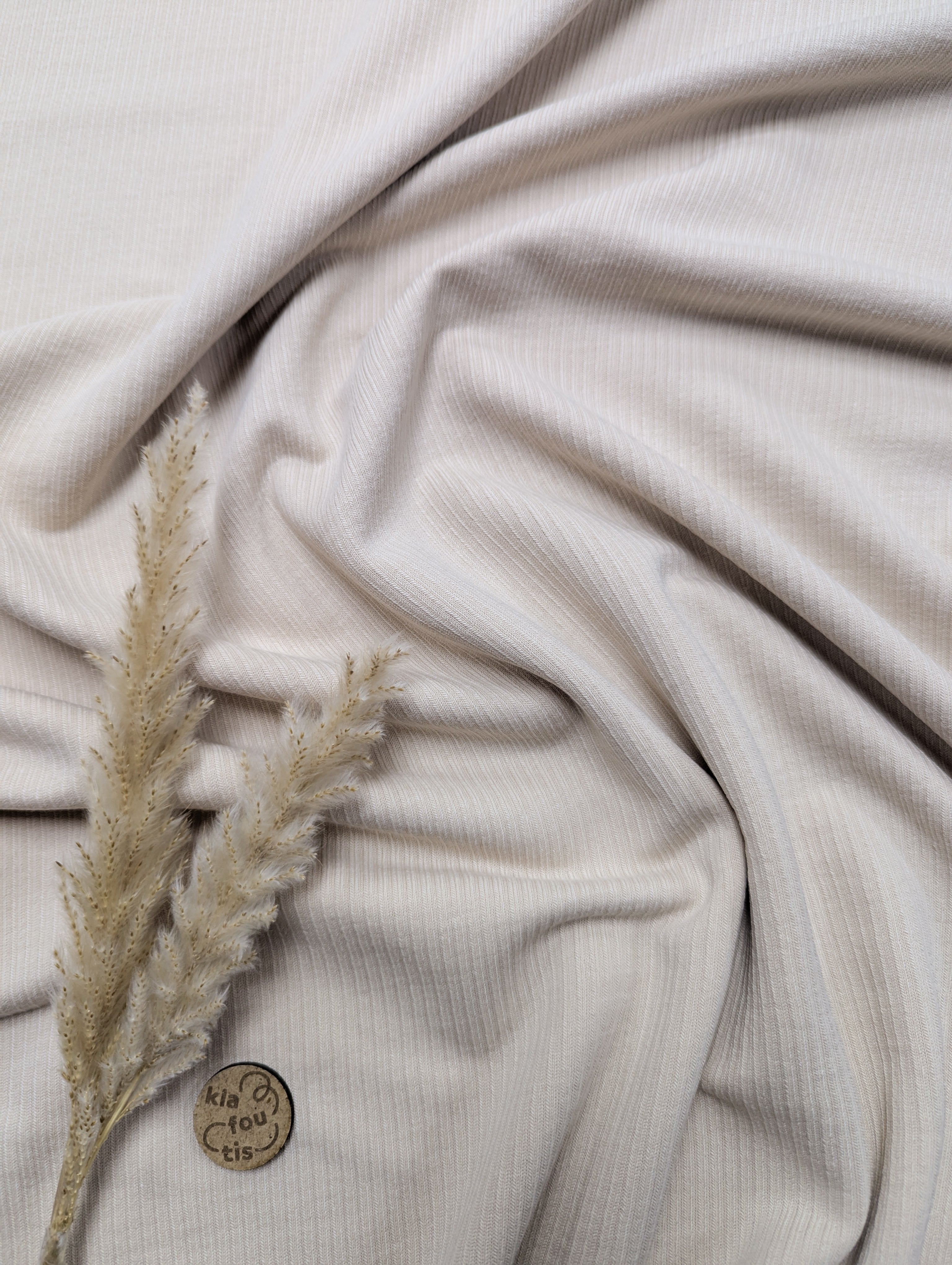 Maille striée 100% coton  - beige