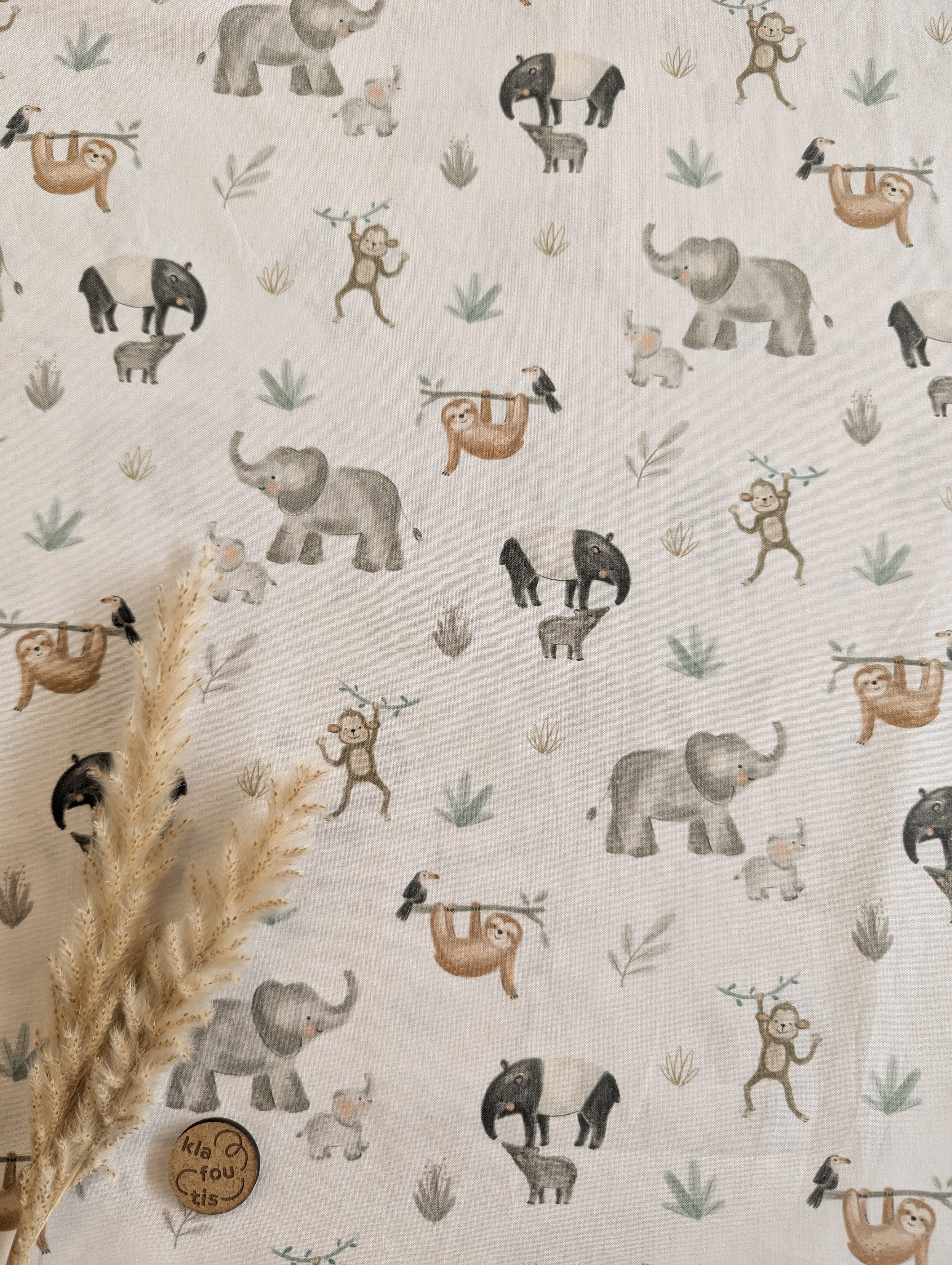 Popeline de coton blanc - douce jungle