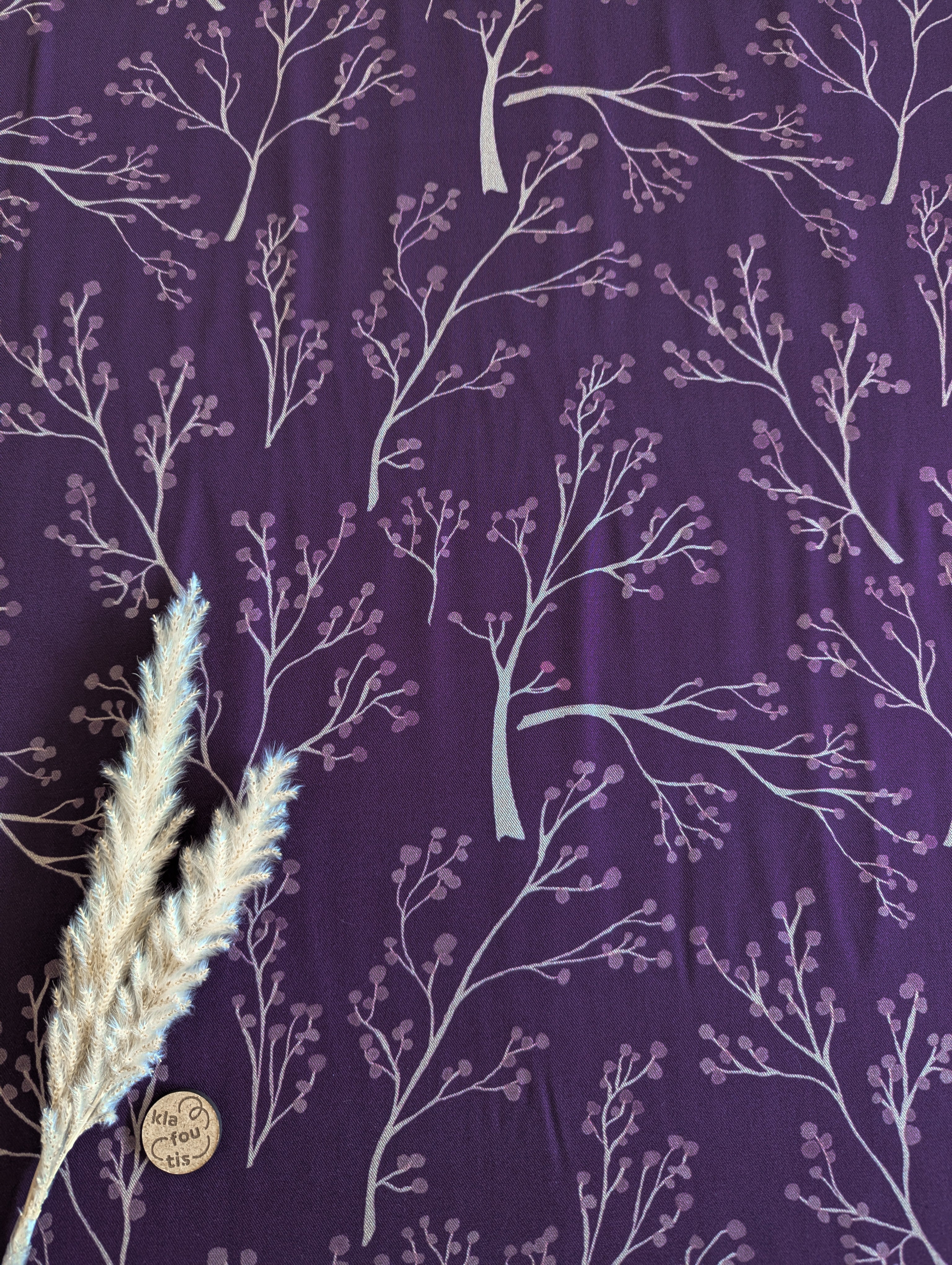Twill de viscose violet - bourgeons