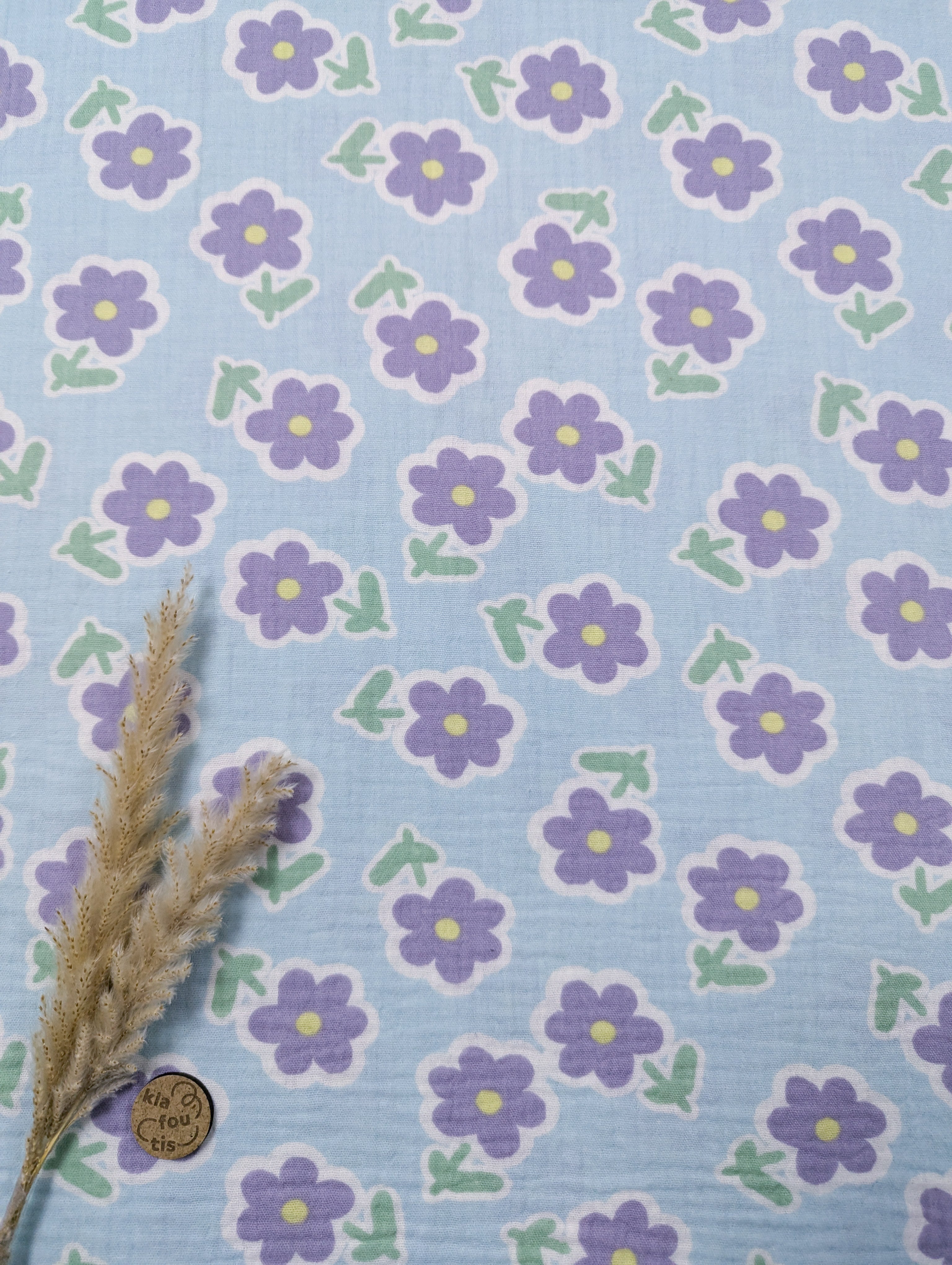 Double gaze bleu clair - floraison lavande