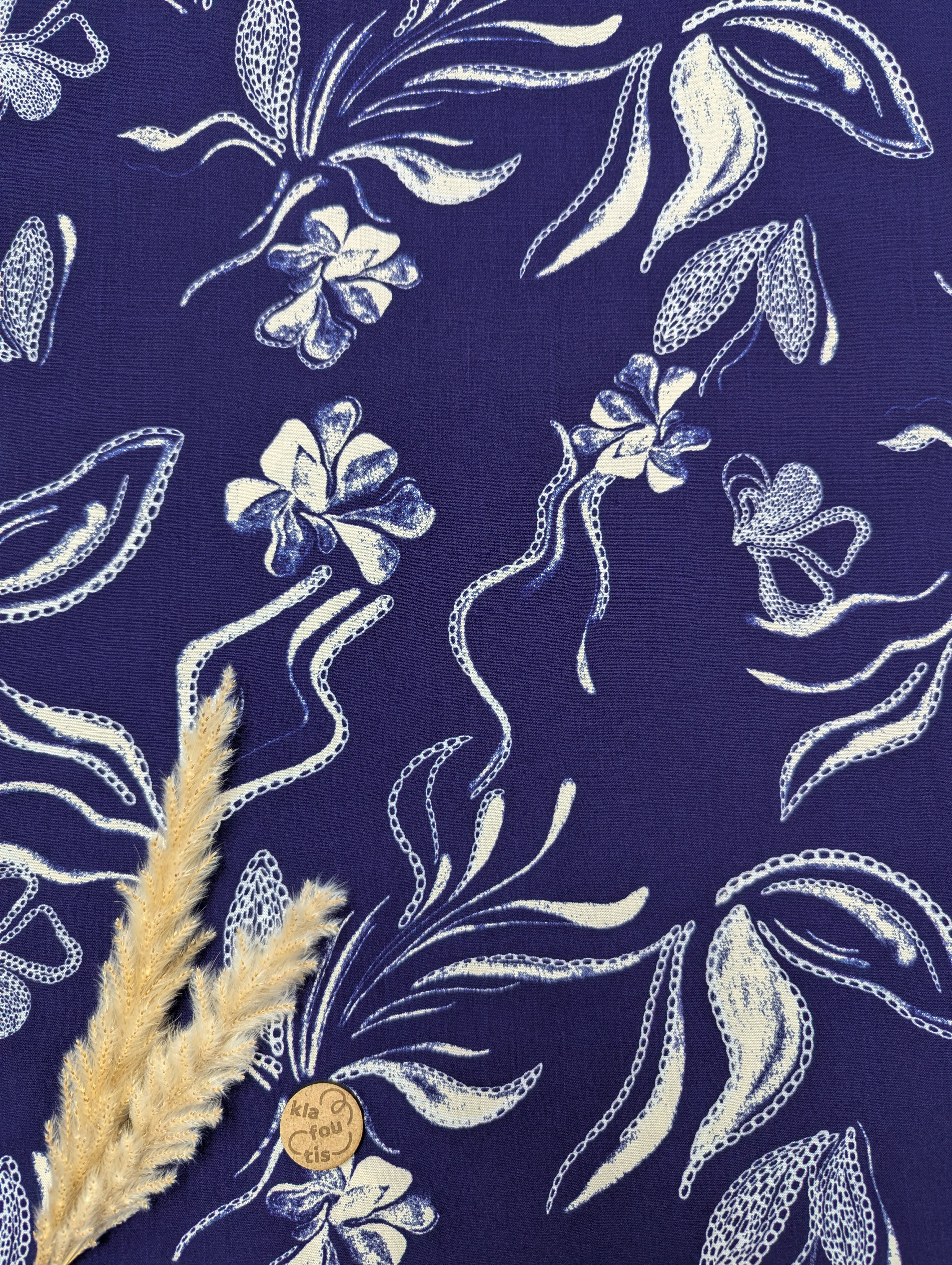 Popeline de viscose bleue - chaînette