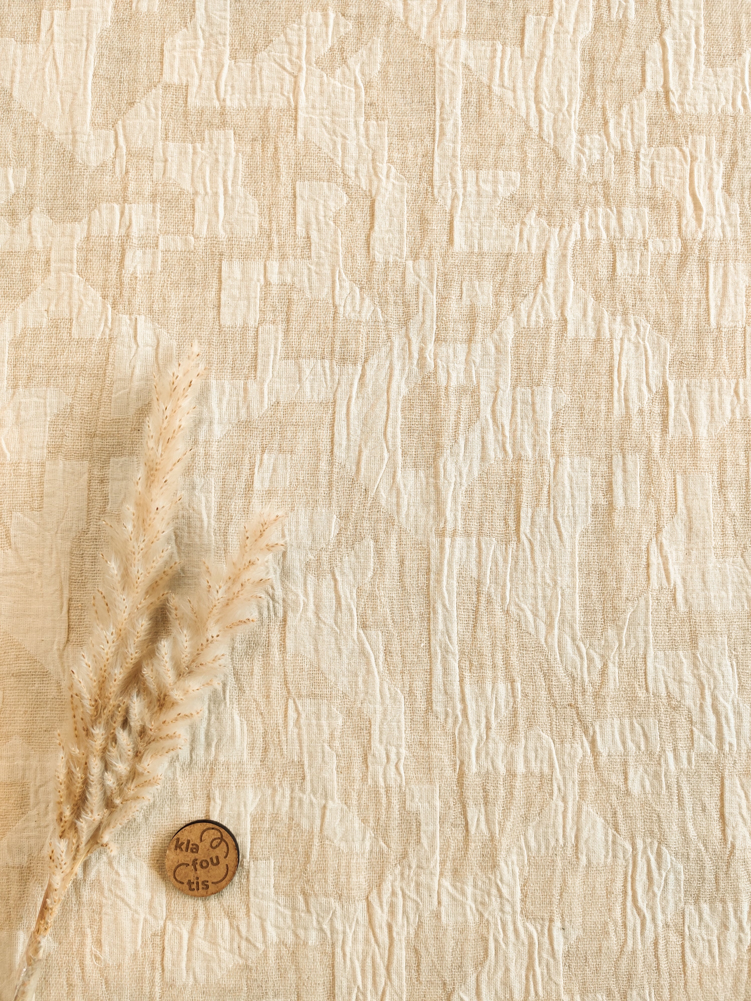 Jacquard coton lin et viscose beige - Abstrait naturel