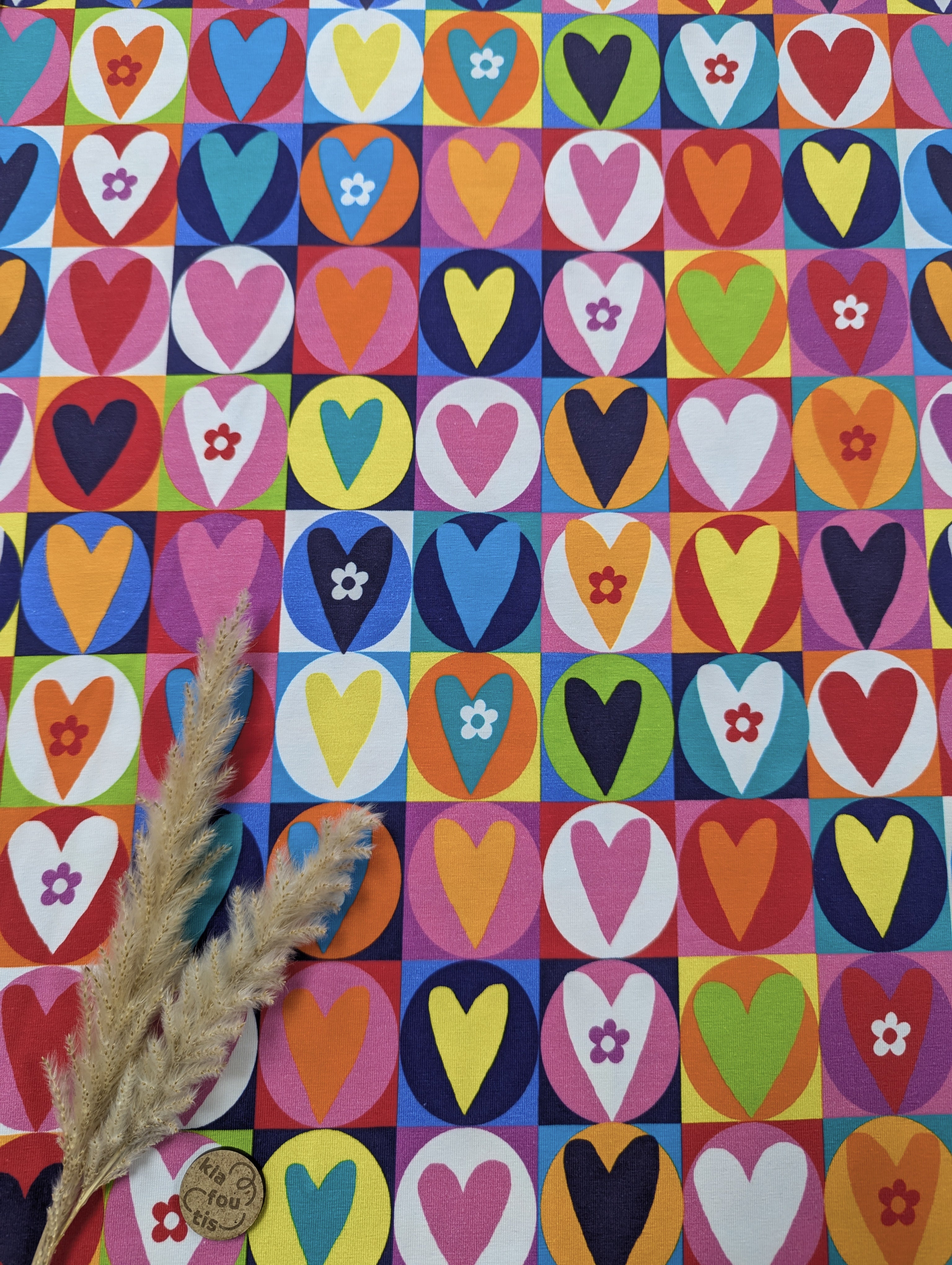 Jersey de coton - coeurs pop art