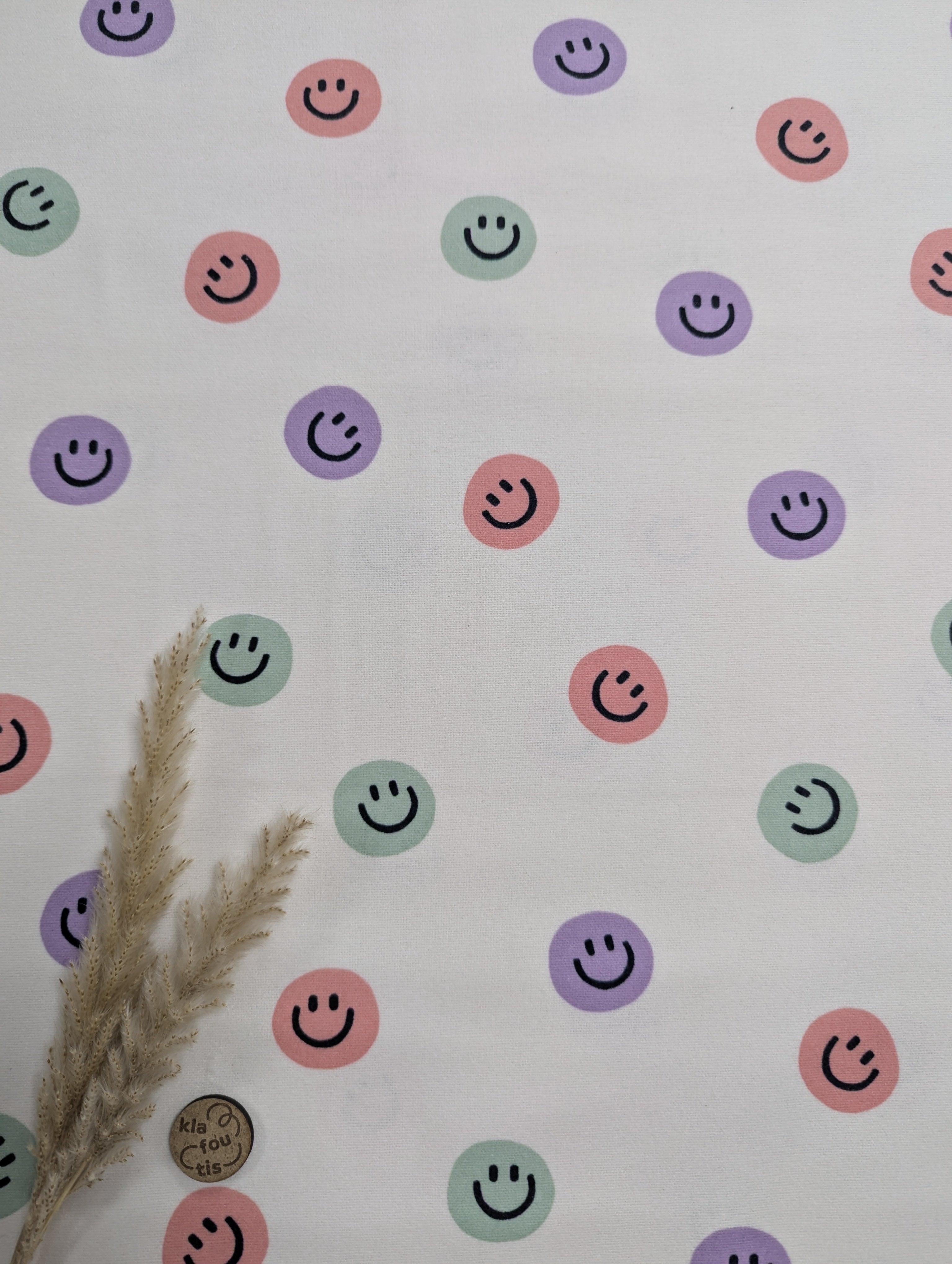 Flanelle de coton écru - tout sourires