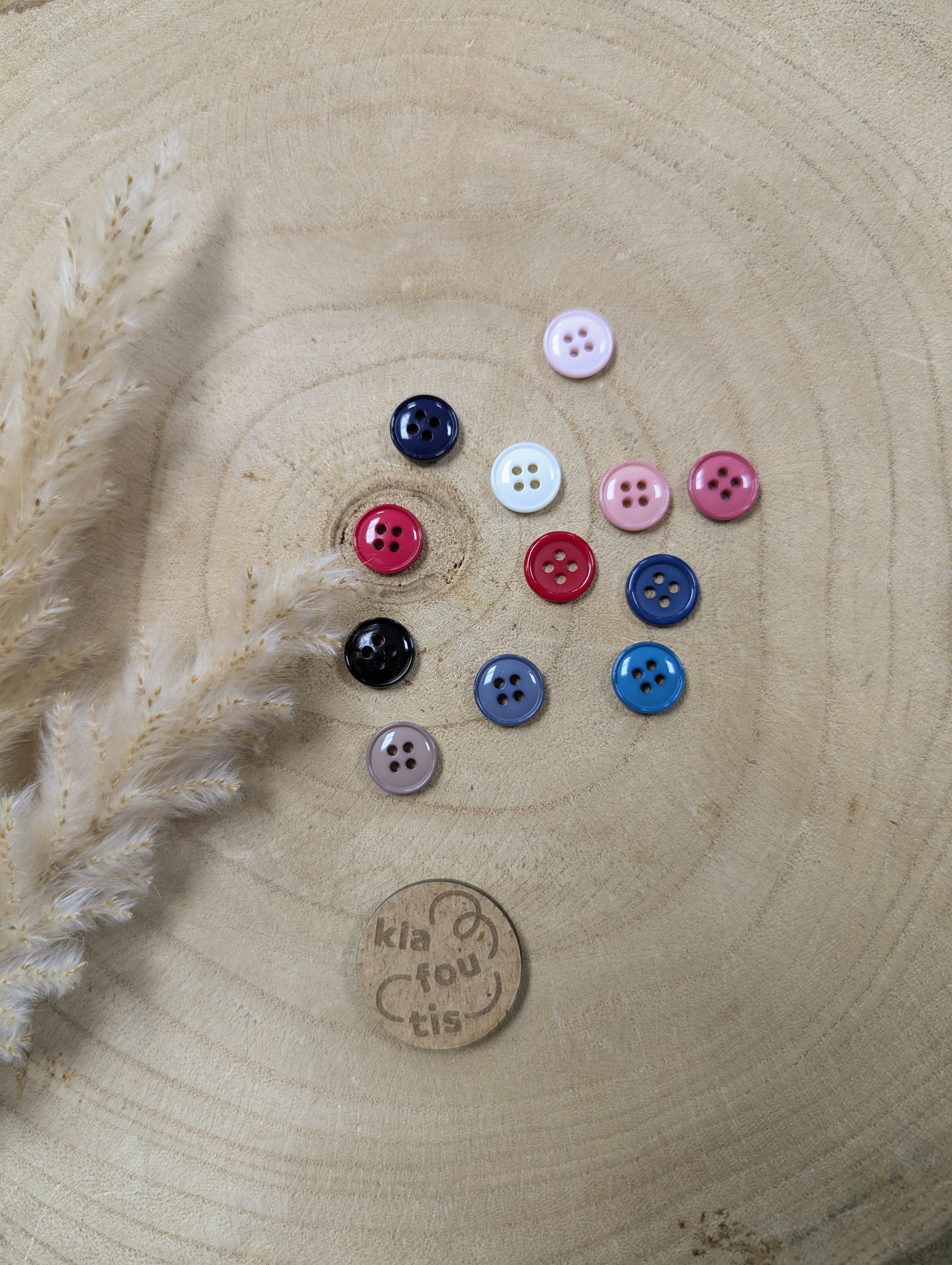 Boutons 4 trous - assortis aux tissus de votre choix - 11 mm de diamètre