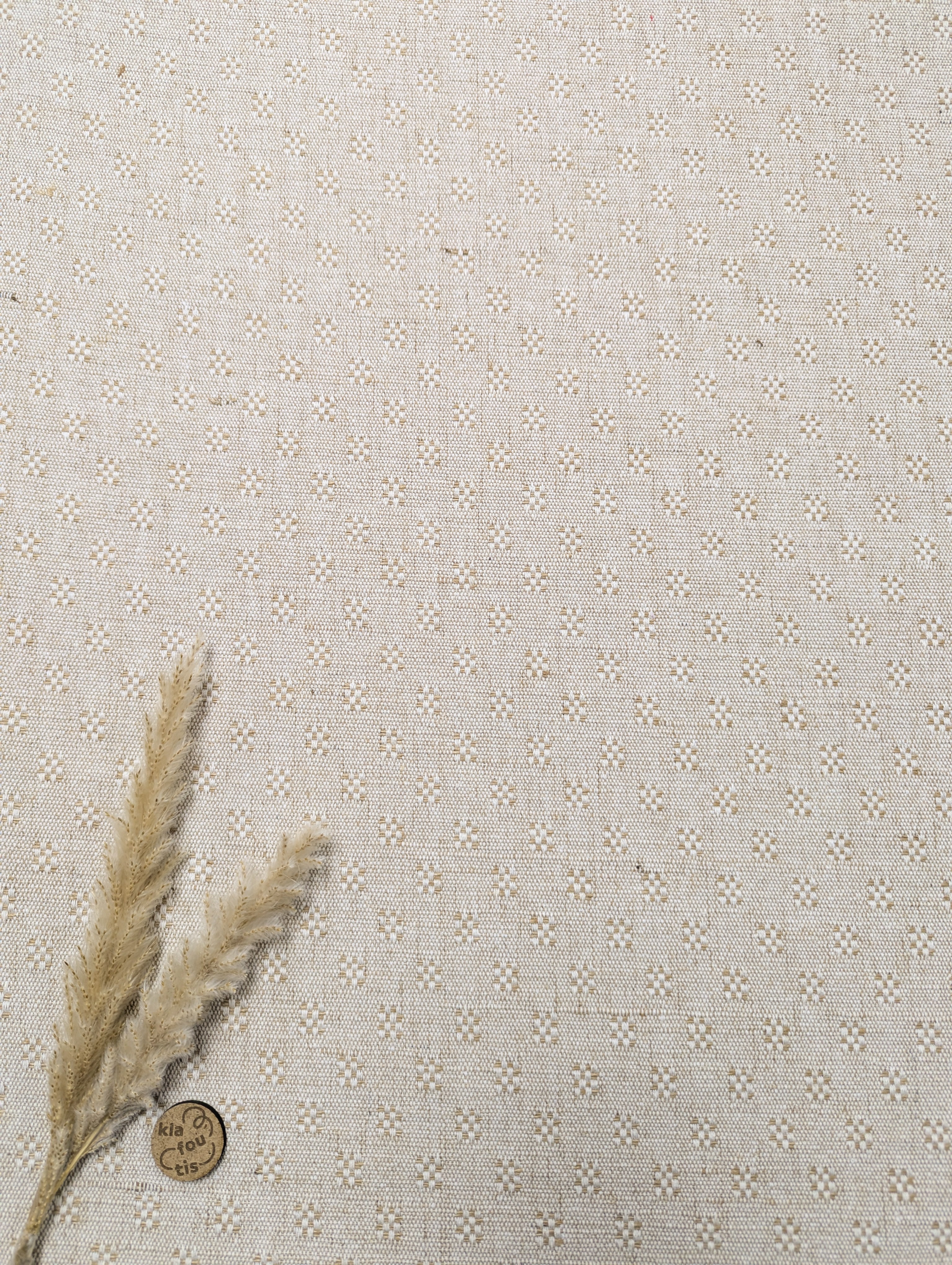 Canevas jacquard lin coton - effet petit damier espacé