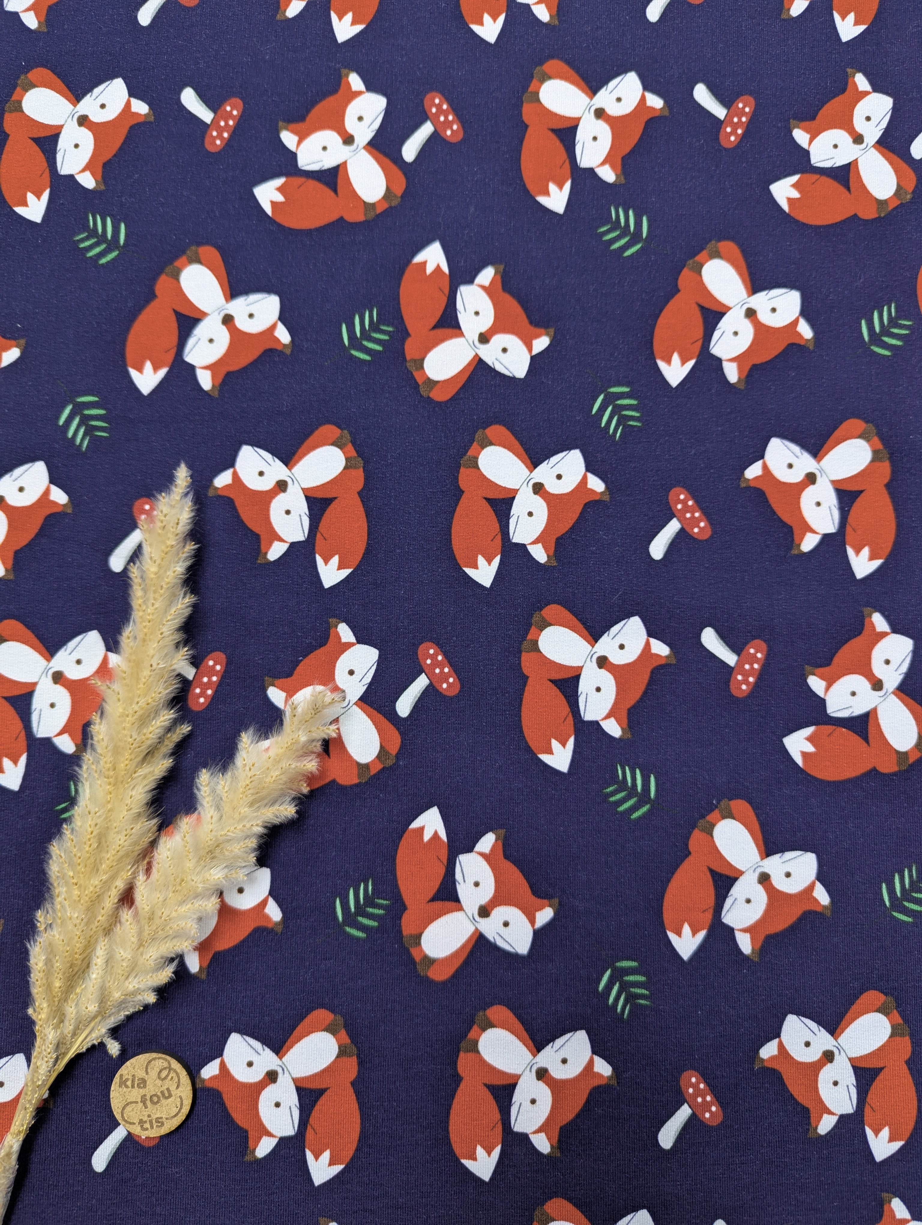 French Terry bleu marine - gentils renards