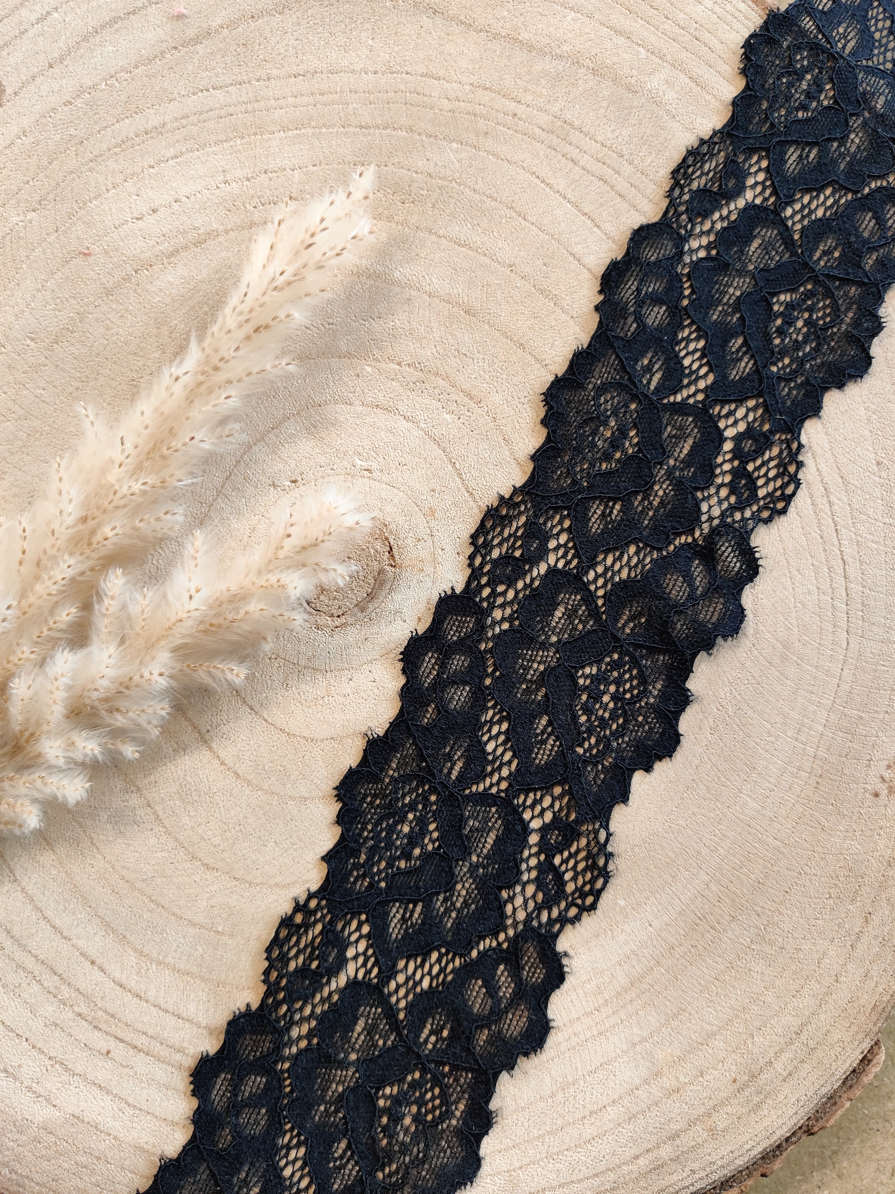 Dentelle grosses fleurs 5,5 cm - Noir