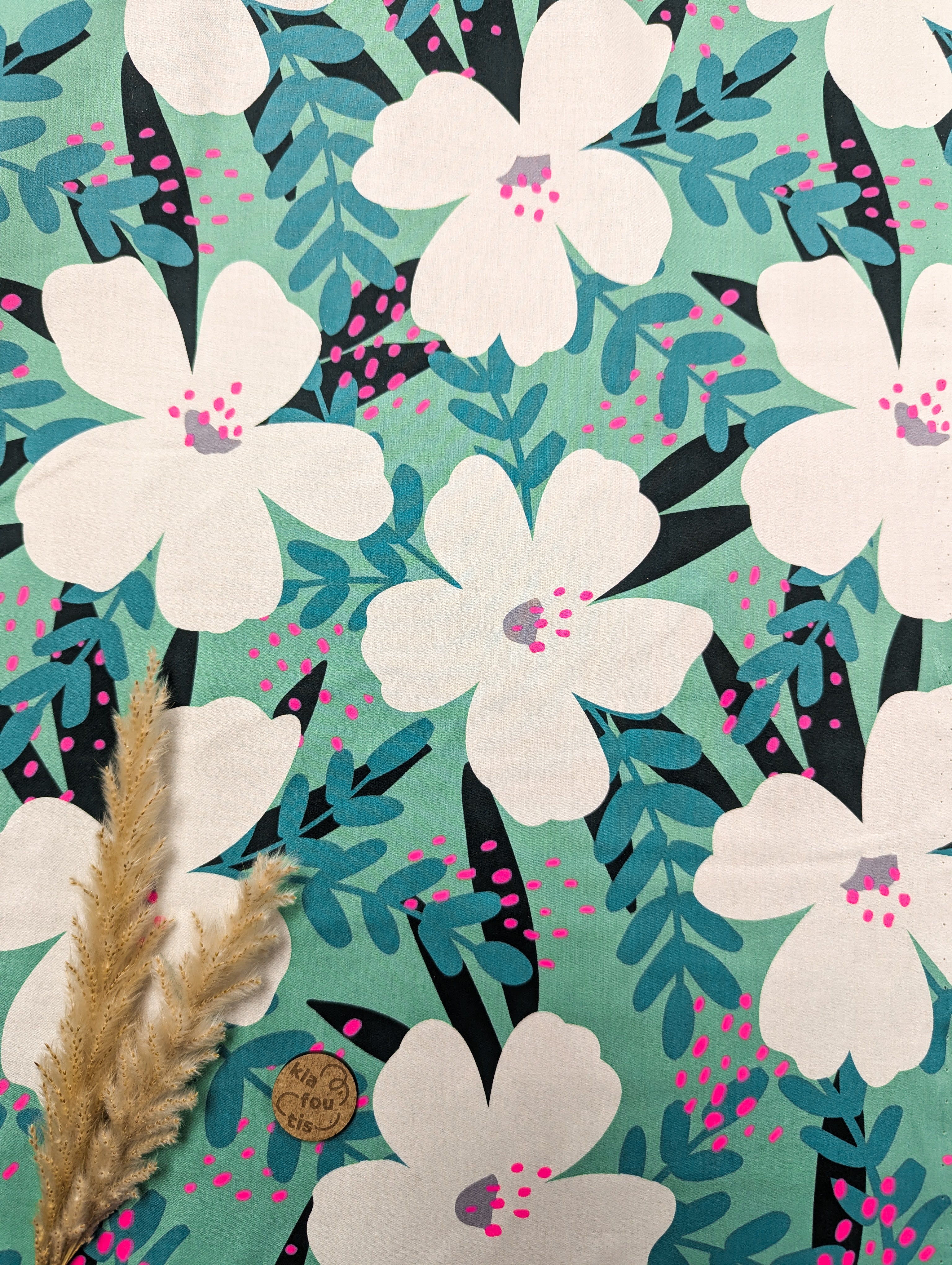 Popeline de coton turquoise - Hawaï
