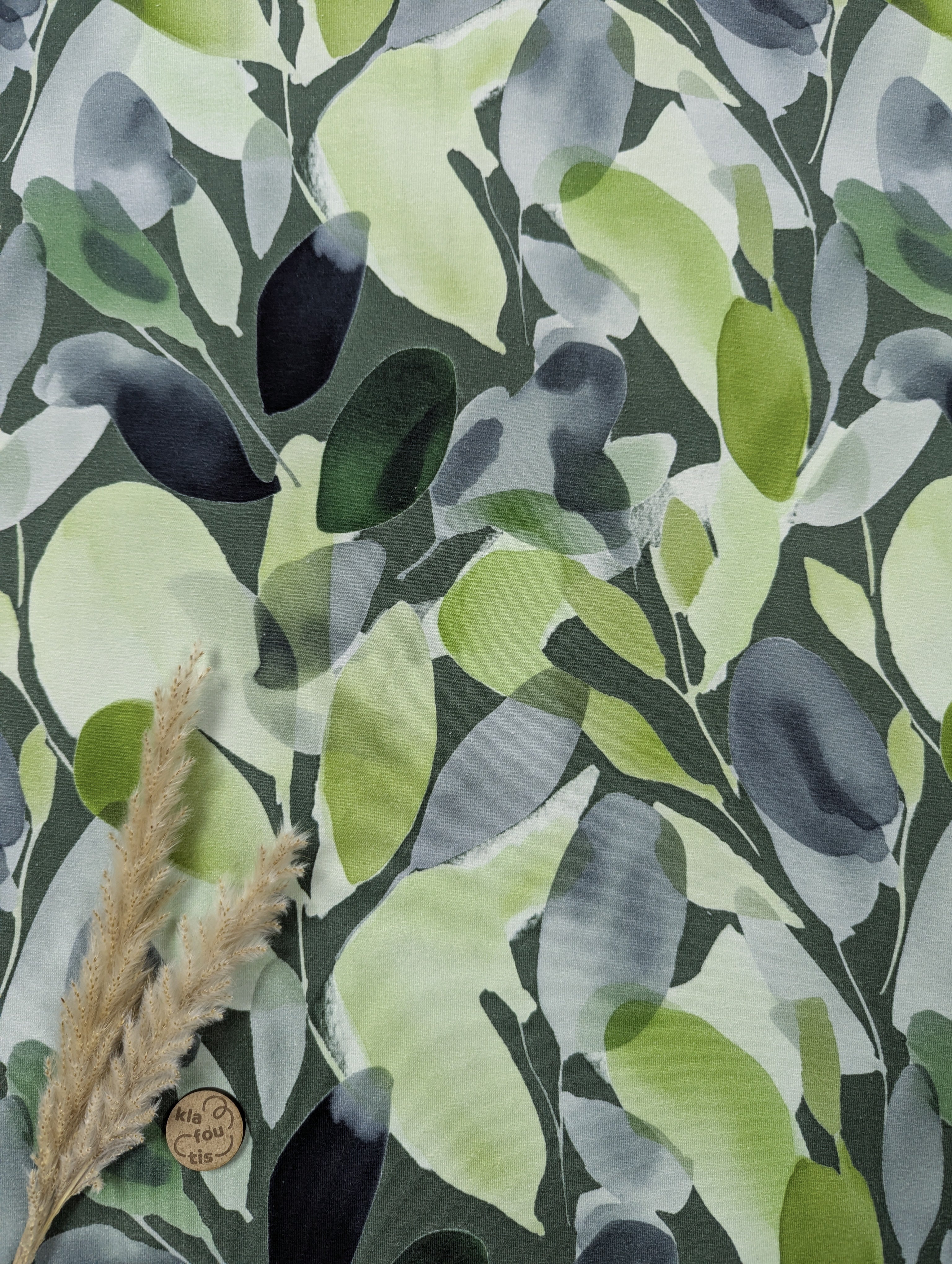 Jersey de coton vert - effet végétal