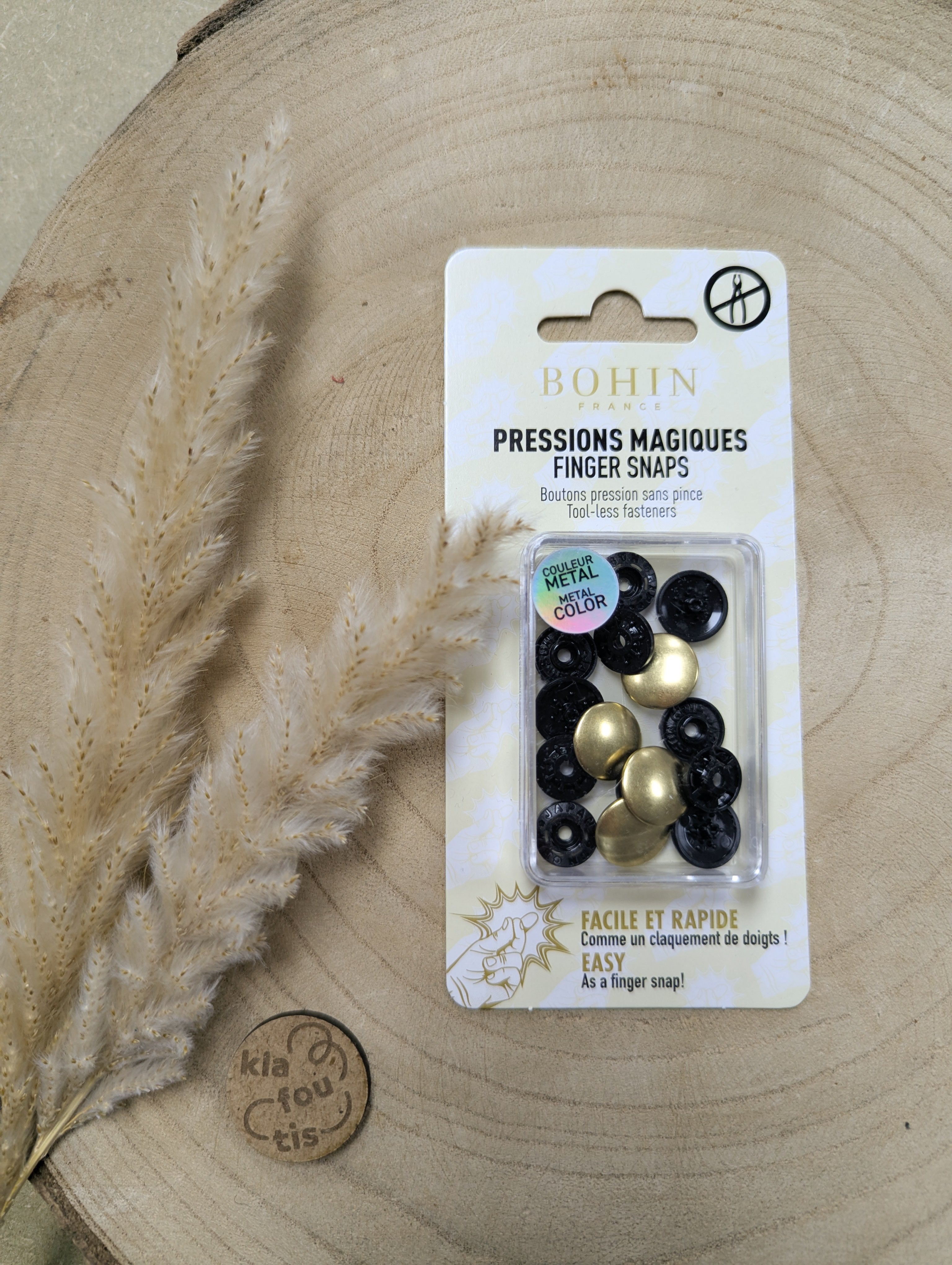 Pressions magiques sans pince Bohin - doré mat