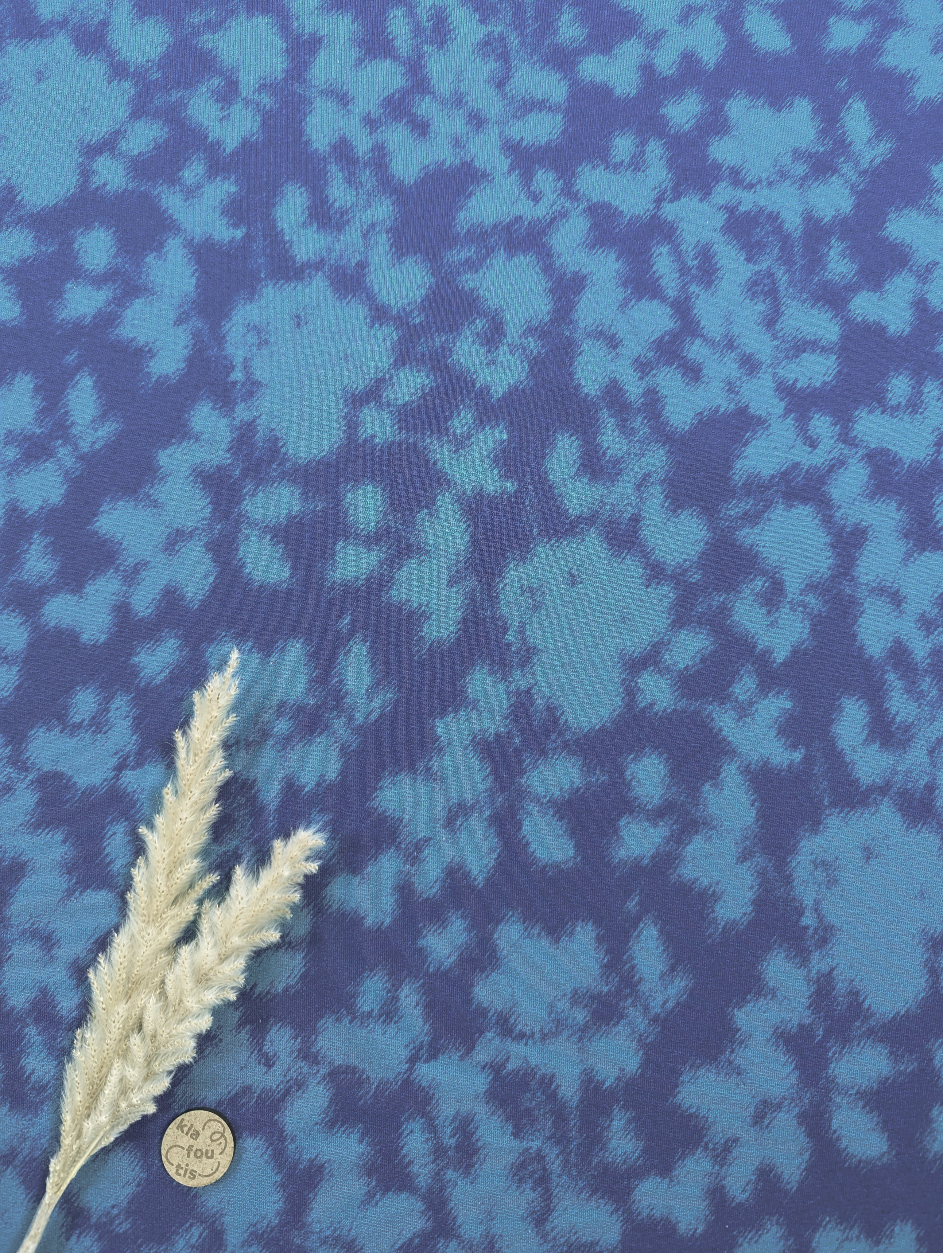 French Terry bleu - Flou azur