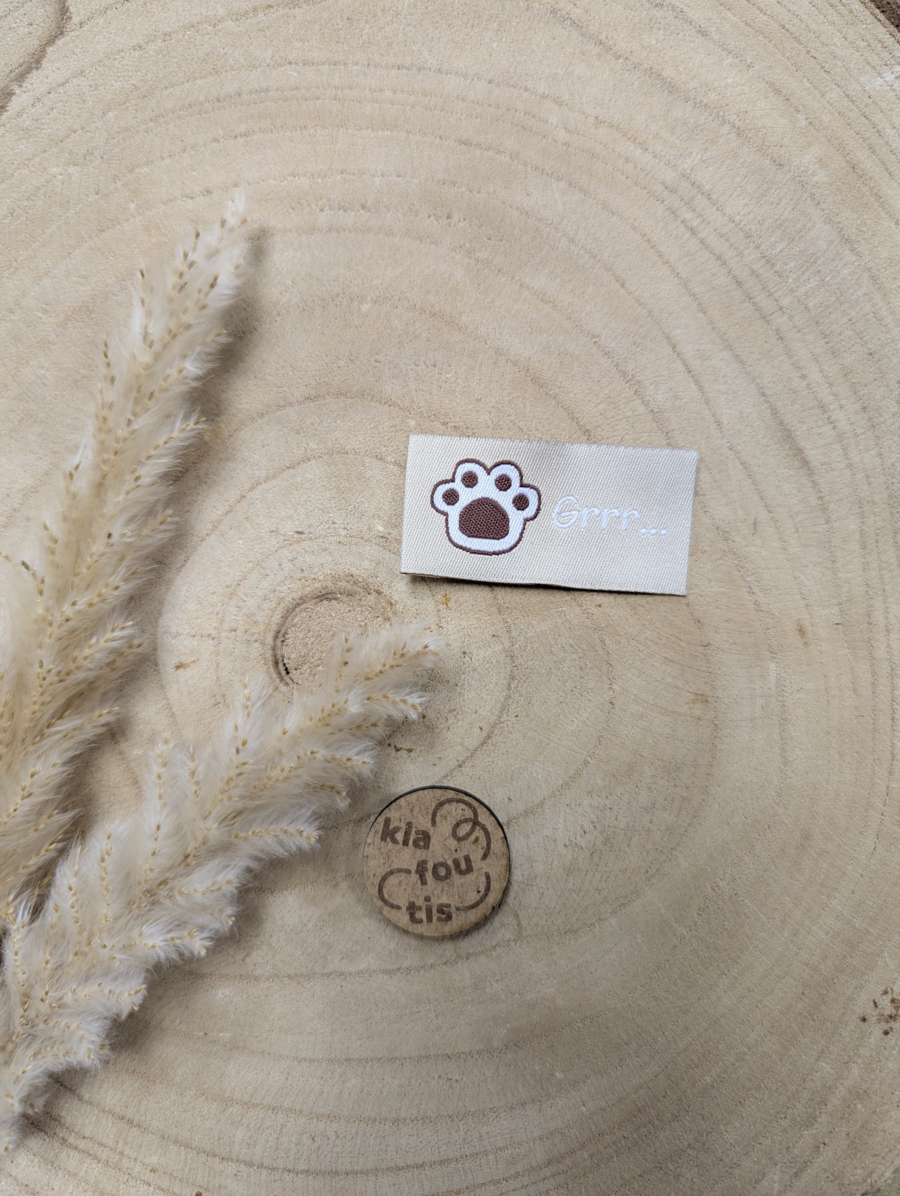 Etiquette tissées à coudre - beige - Grrrr...