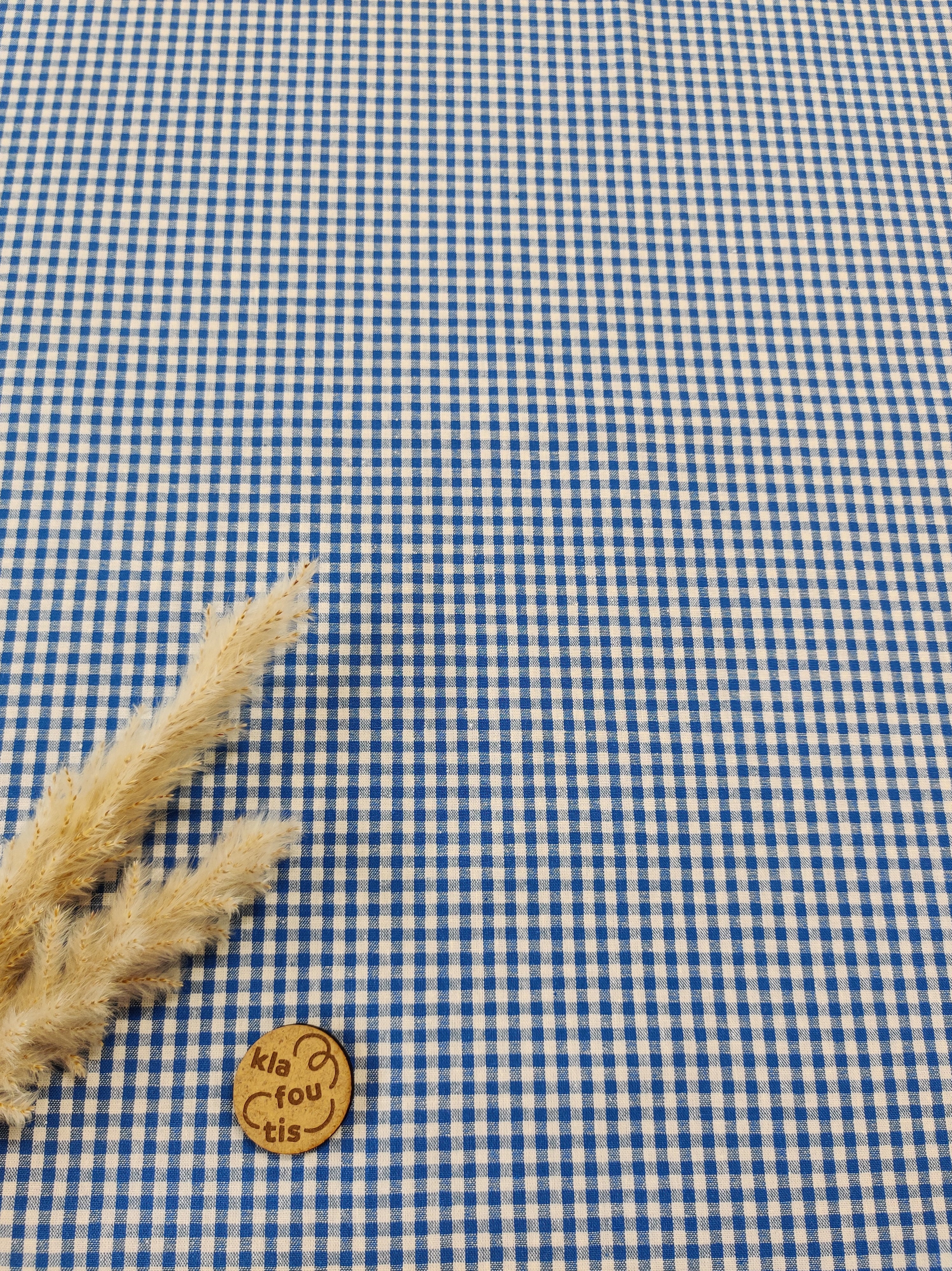 Popeline de coton - Vichy bleu roi